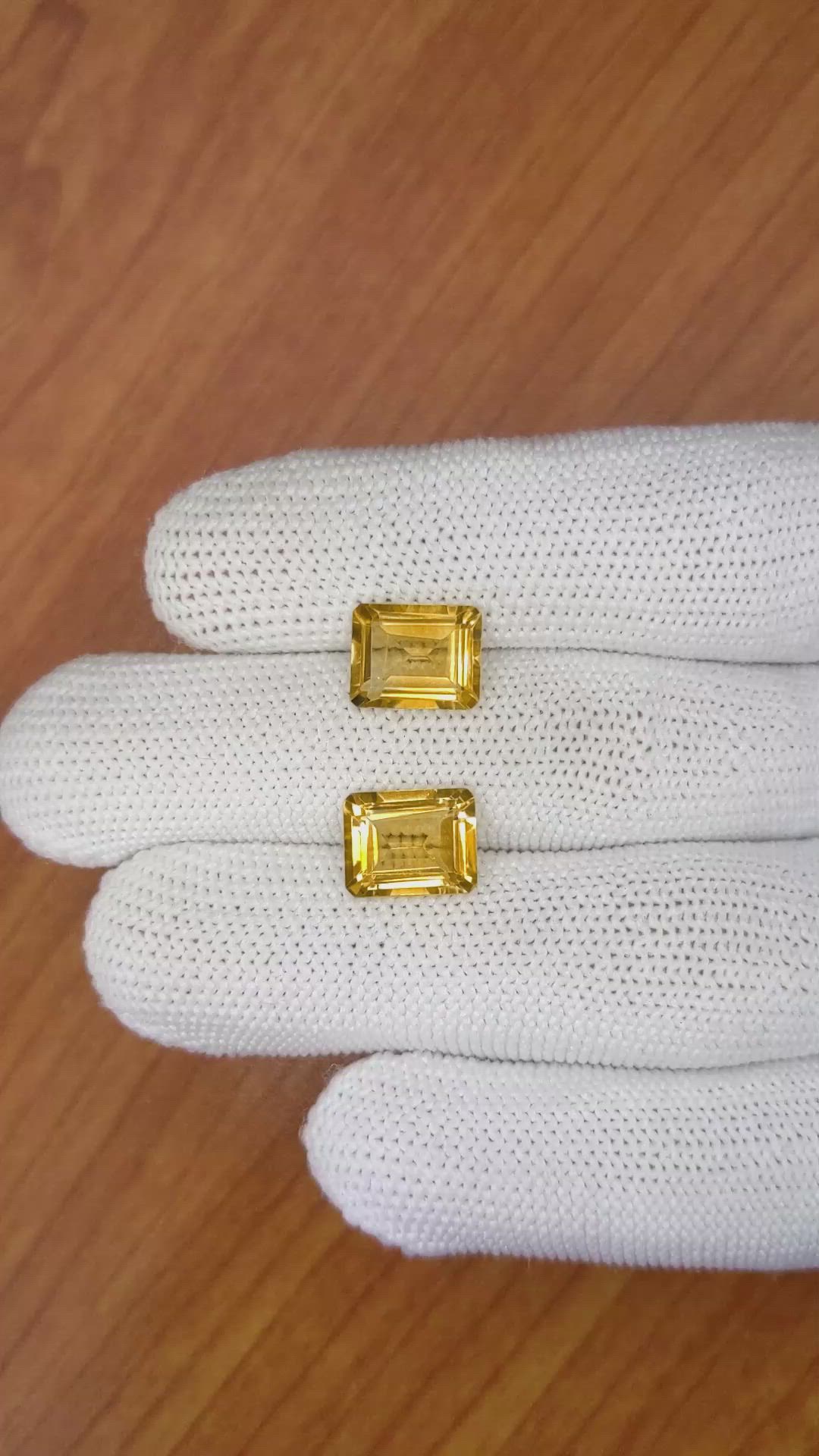 6.09&nbsp;Ct.Tw.Total Carat Weight Citrine Pair from Brazil Size Video