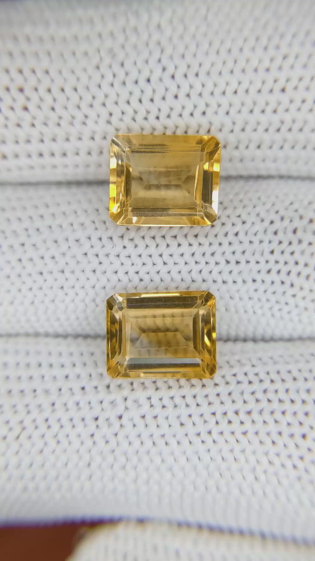 6.39&nbsp;Ct.Tw.Total Carat Weight Citrine Pair from Brazil Size Video