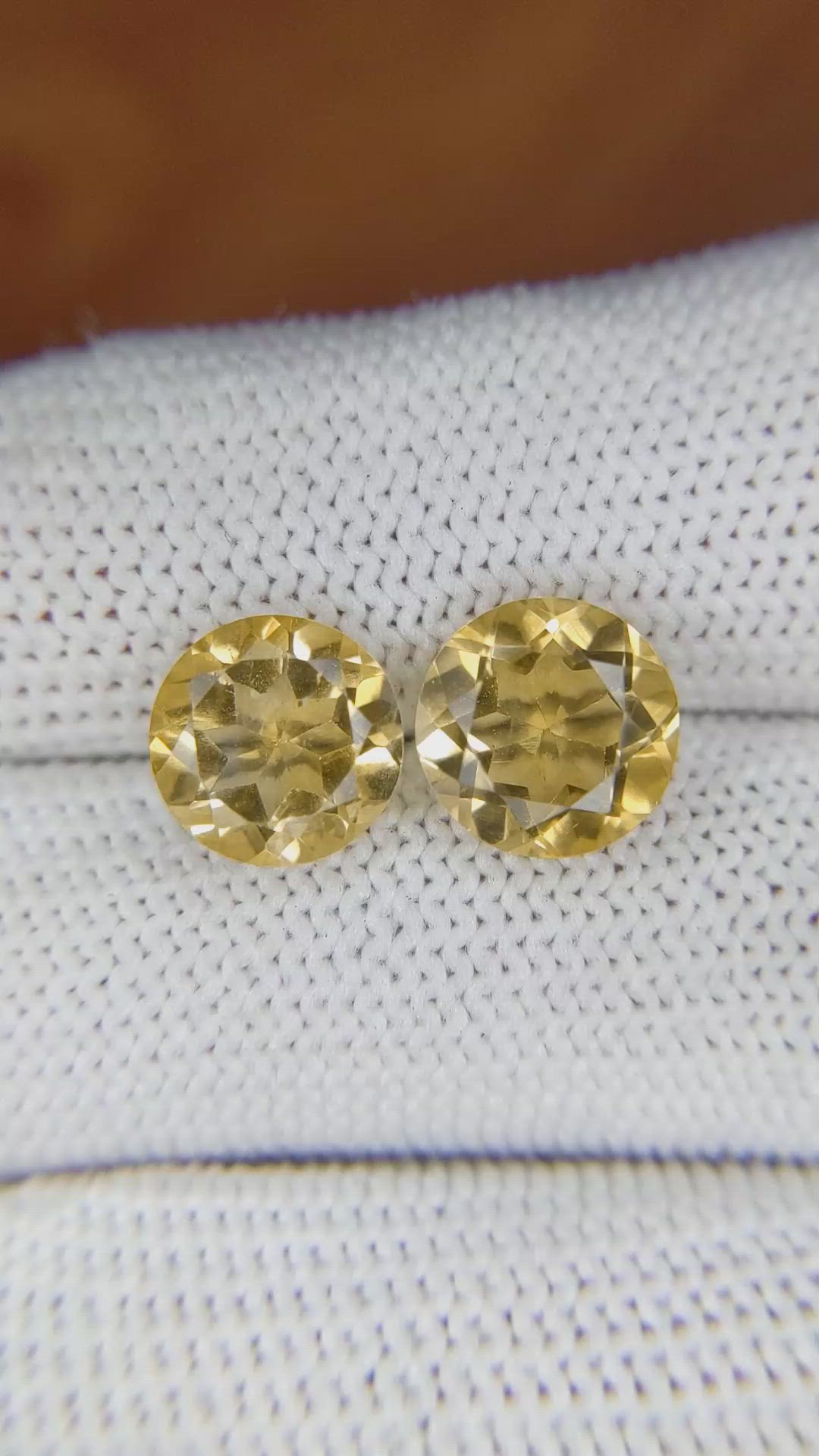 5.12&nbsp;Ct.Tw.Total Carat Weight Citrine Pair from Brazil Size Video