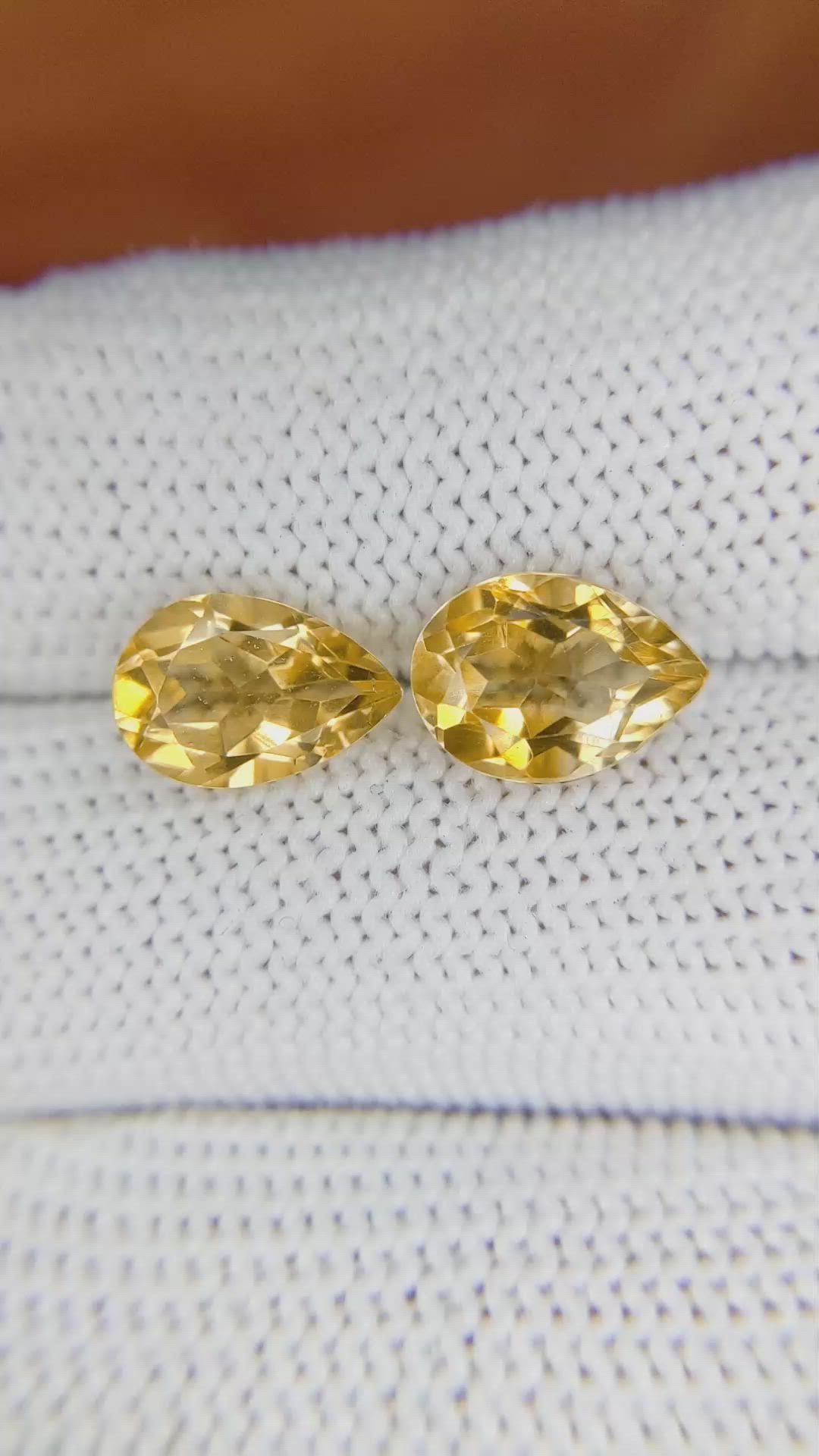3.90&nbsp;Ct.Tw.Total Carat Weight Citrine Pair from Brazil Size Video