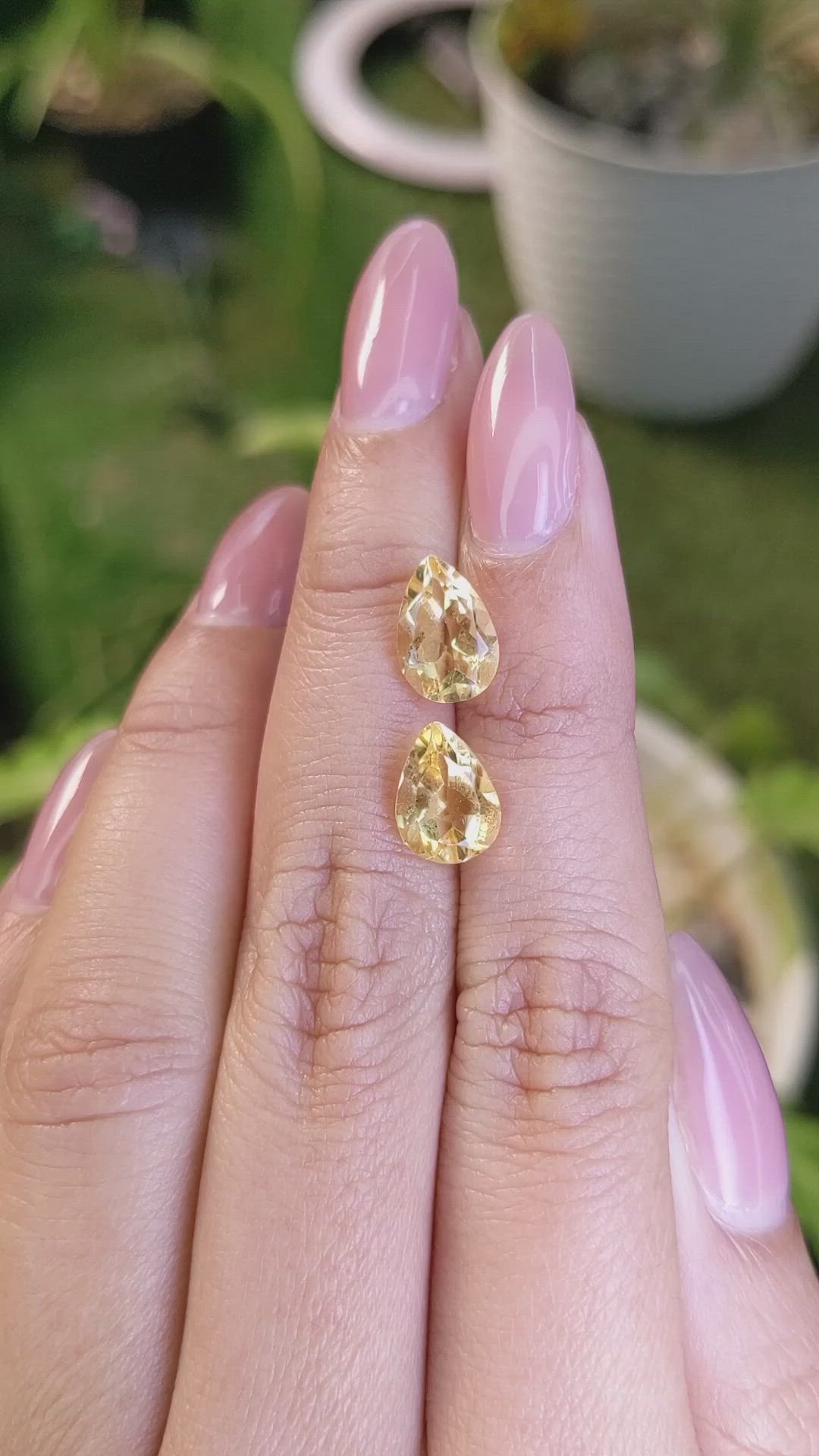 3.92 Ct.Tw.Total Carat Weight Citrine Pair from Brazil Size Video