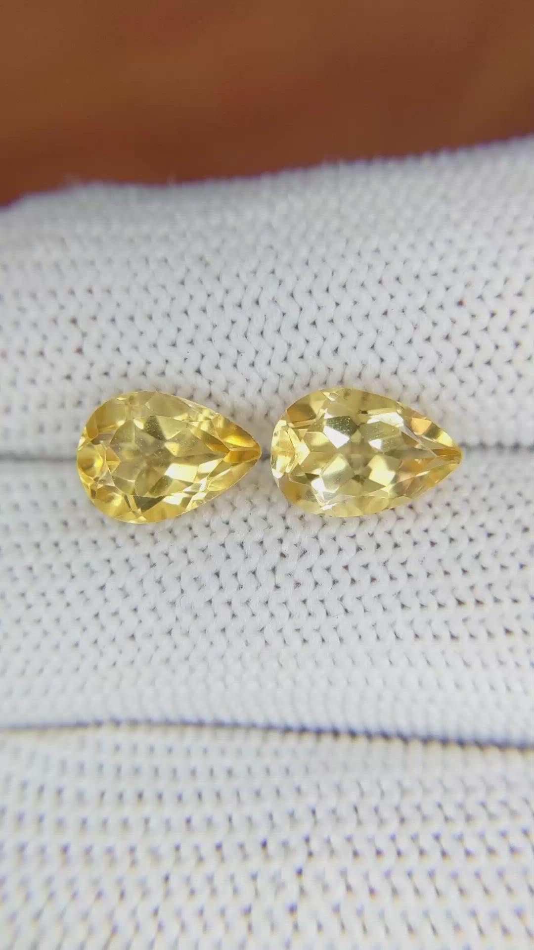 3.92 Ct.Tw.Total Carat Weight Citrine Pair from Brazil Size Video