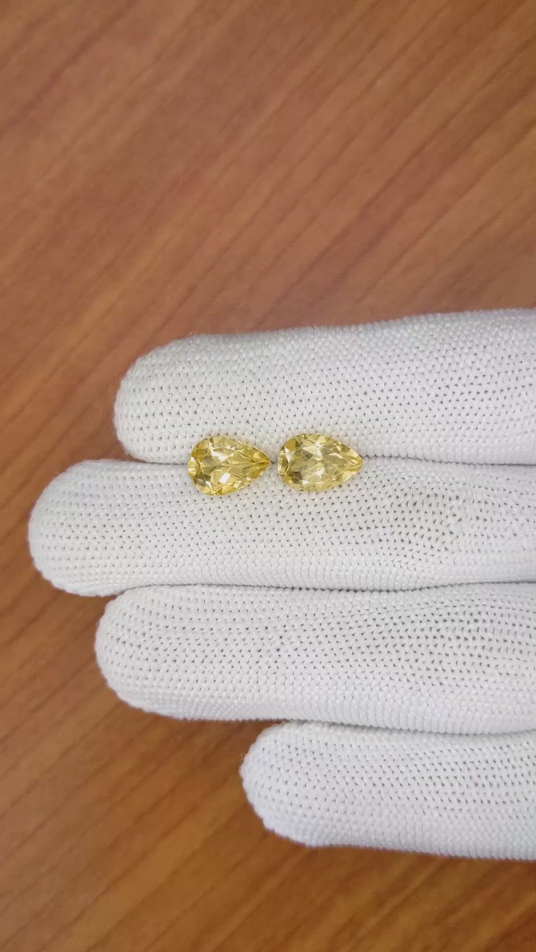 3.92 Ct.Tw.Total Carat Weight Citrine Pair from Brazil Size Video