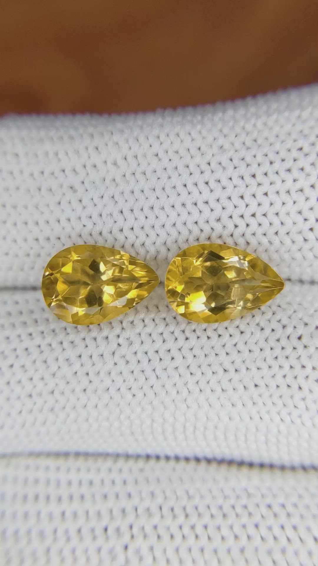 4.42&nbsp;Ct.Tw.Total Carat Weight Citrine Pair from Brazil Size Video