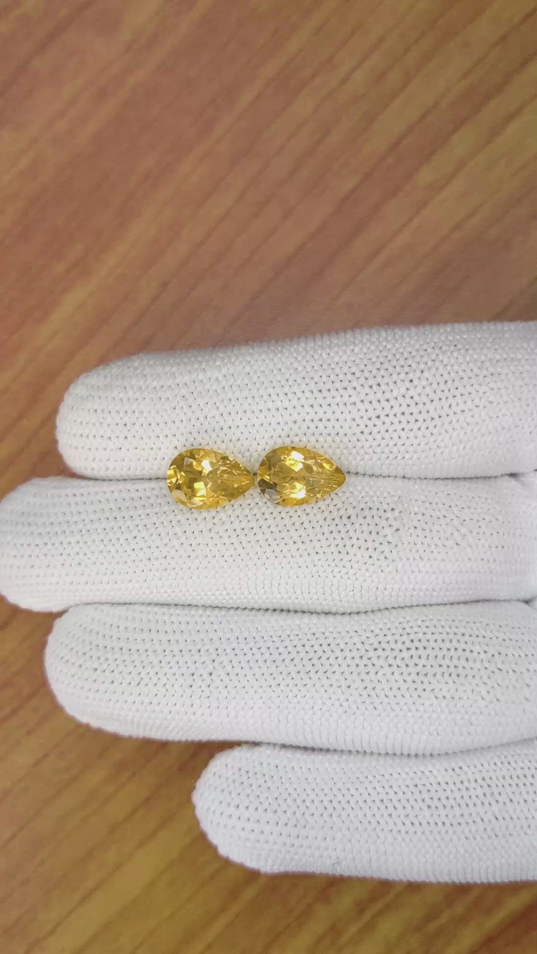 4.42&nbsp;Ct.Tw.Total Carat Weight Citrine Pair from Brazil Size Video