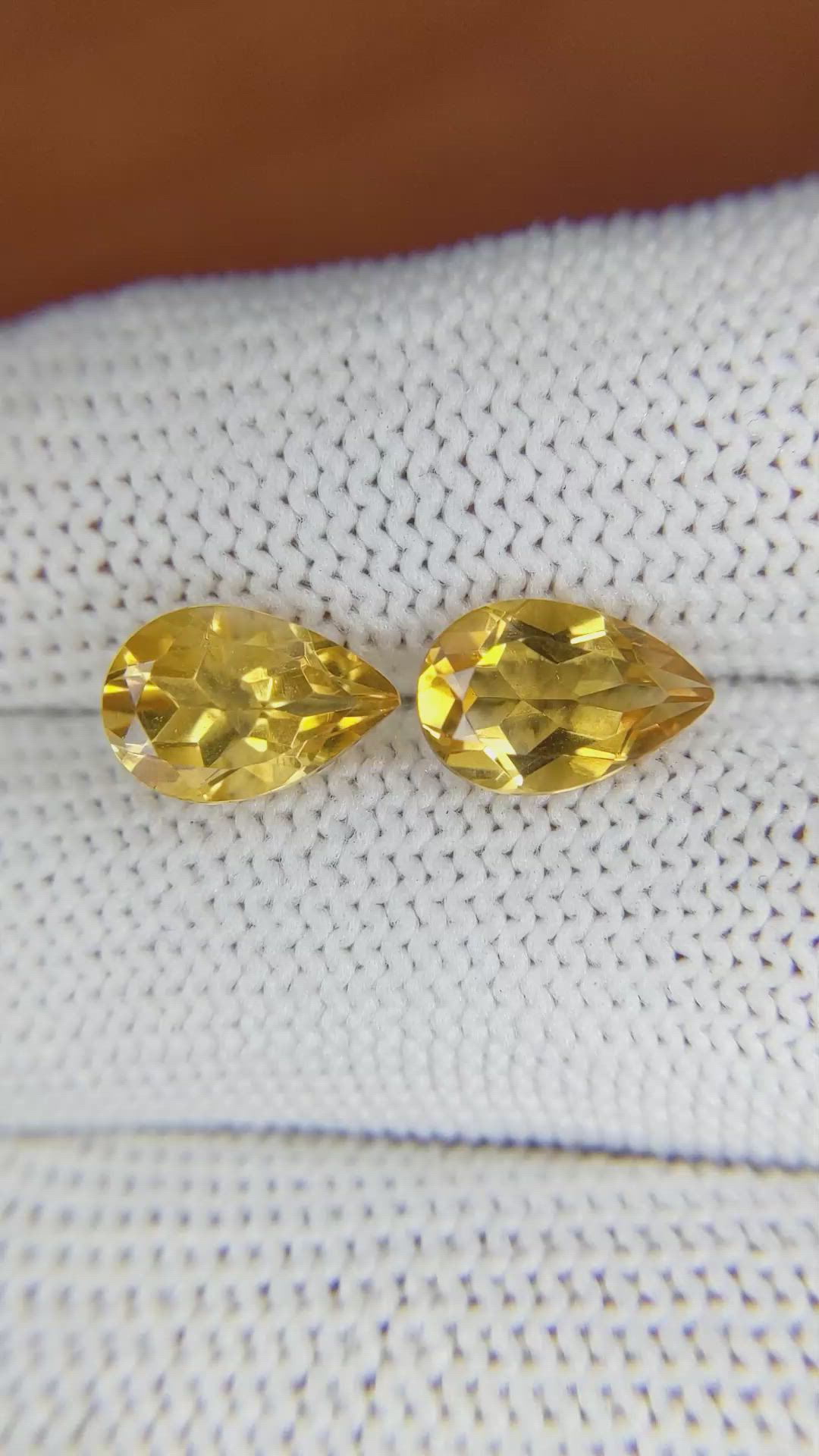 3.62&nbsp;Ct.Tw.Total Carat Weight Citrine Pair from Brazil Size Video