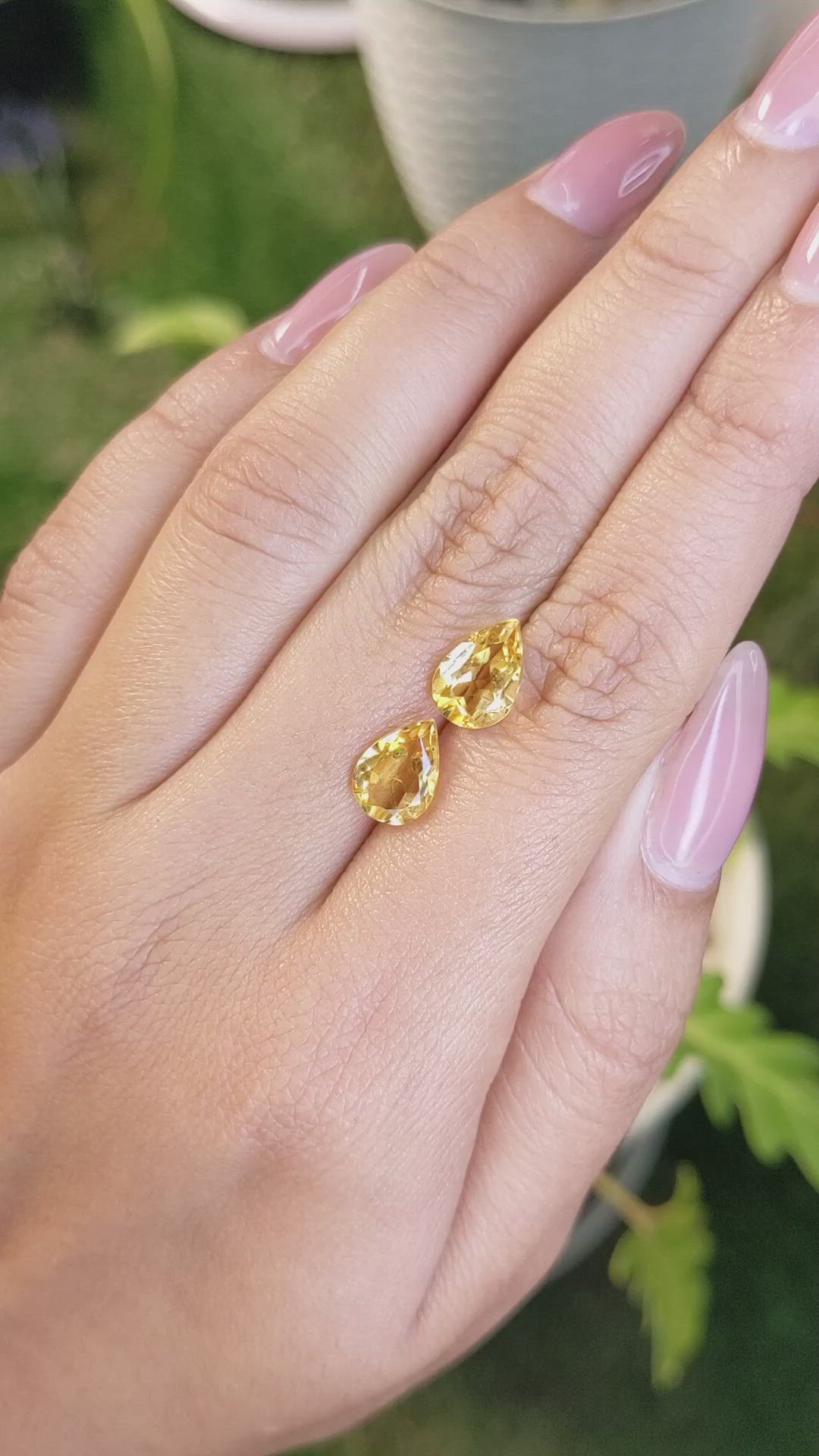 3.49 Ct.Tw.Total Carat Weight Citrine Pair from Brazil Size Video