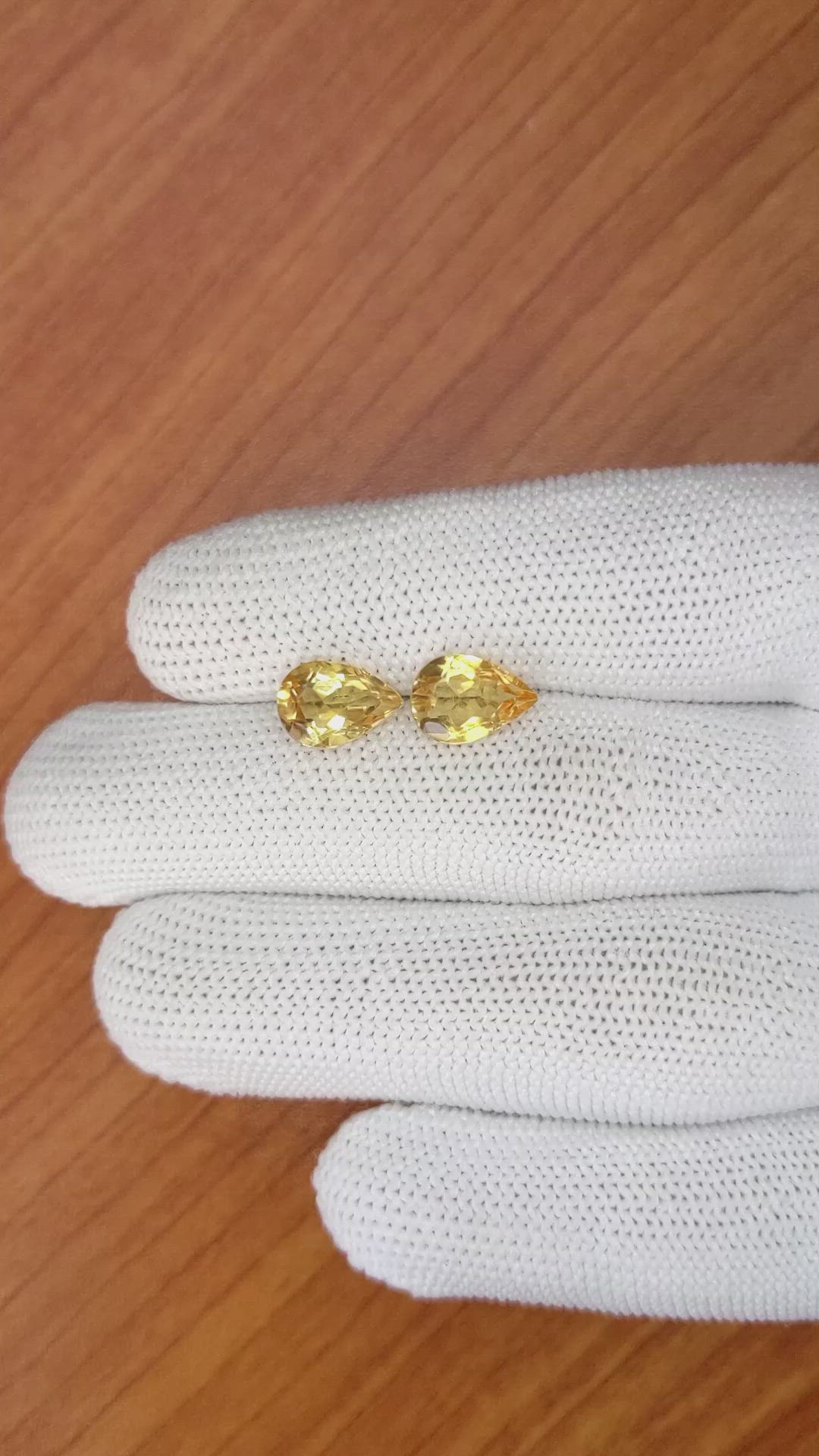 3.49 Ct.Tw.Total Carat Weight Citrine Pair from Brazil Size Video