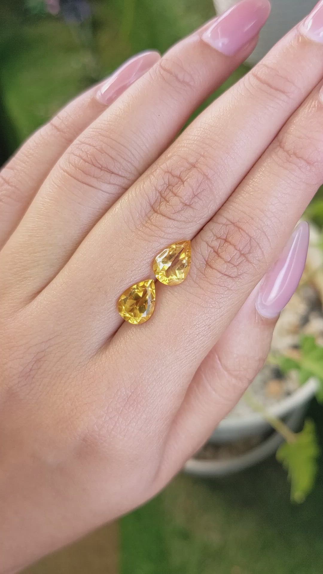 3.60 Ct.Tw.Total Carat Weight Citrine Pair from Brazil Size Video