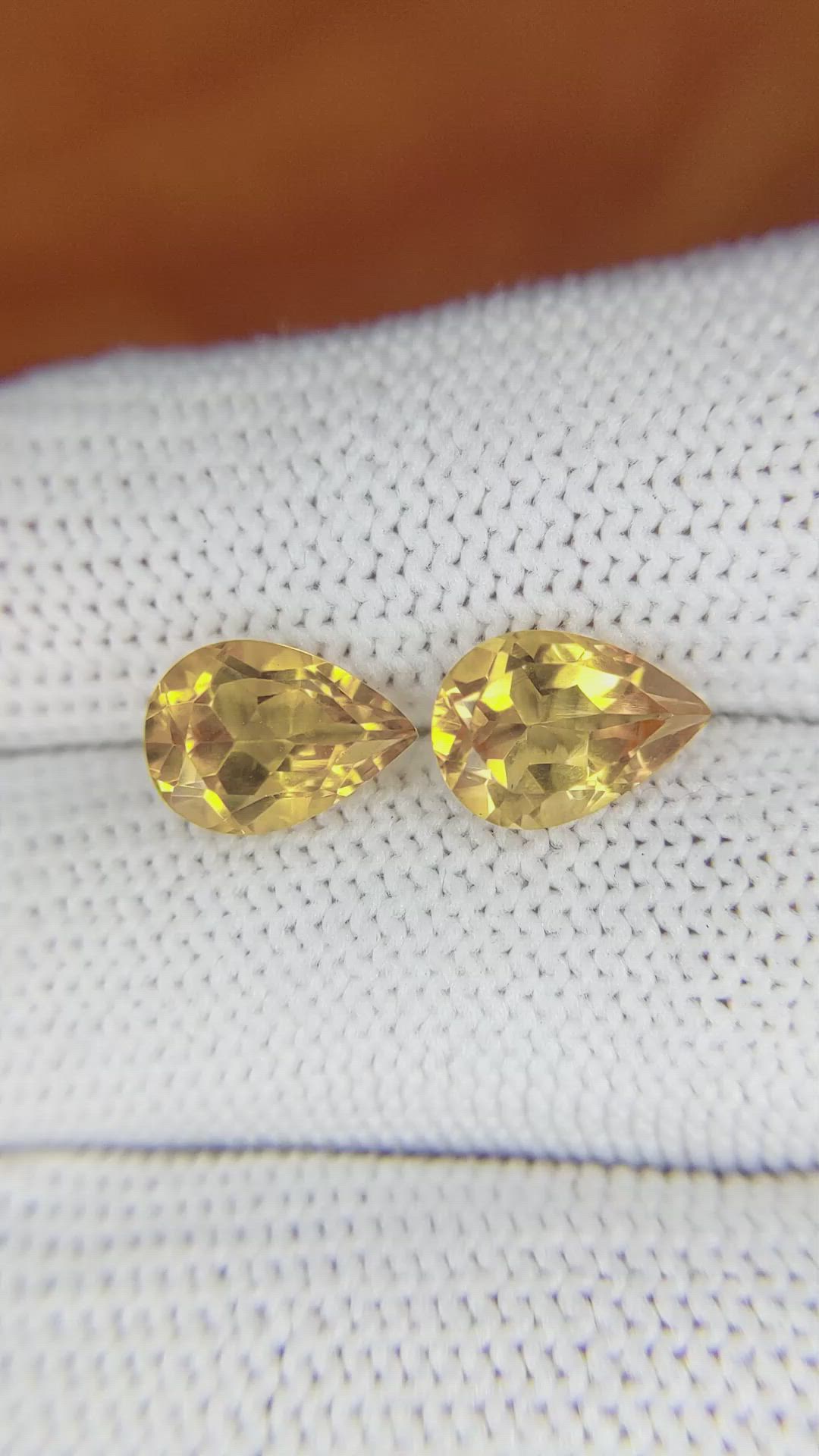 3.60 Ct.Tw.Total Carat Weight Citrine Pair from Brazil Size Video