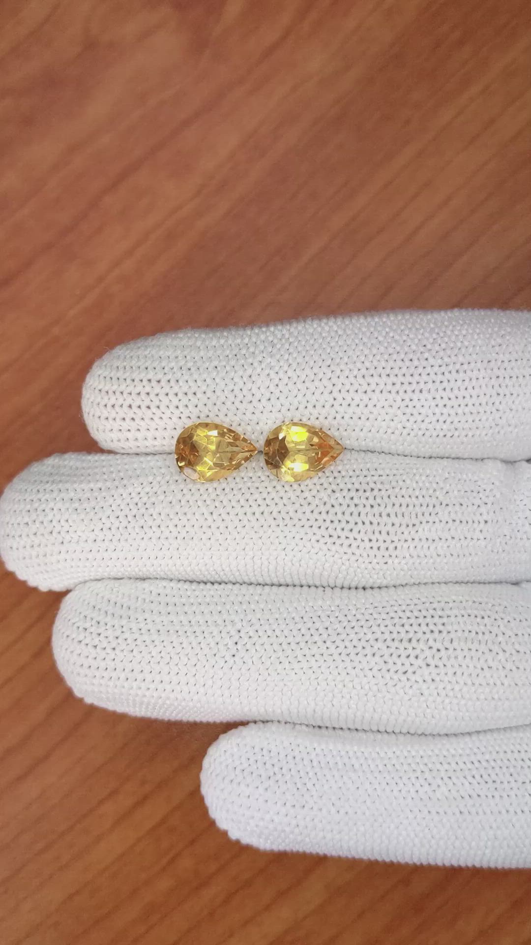 3.60 Ct.Tw.Total Carat Weight Citrine Pair from Brazil Size Video