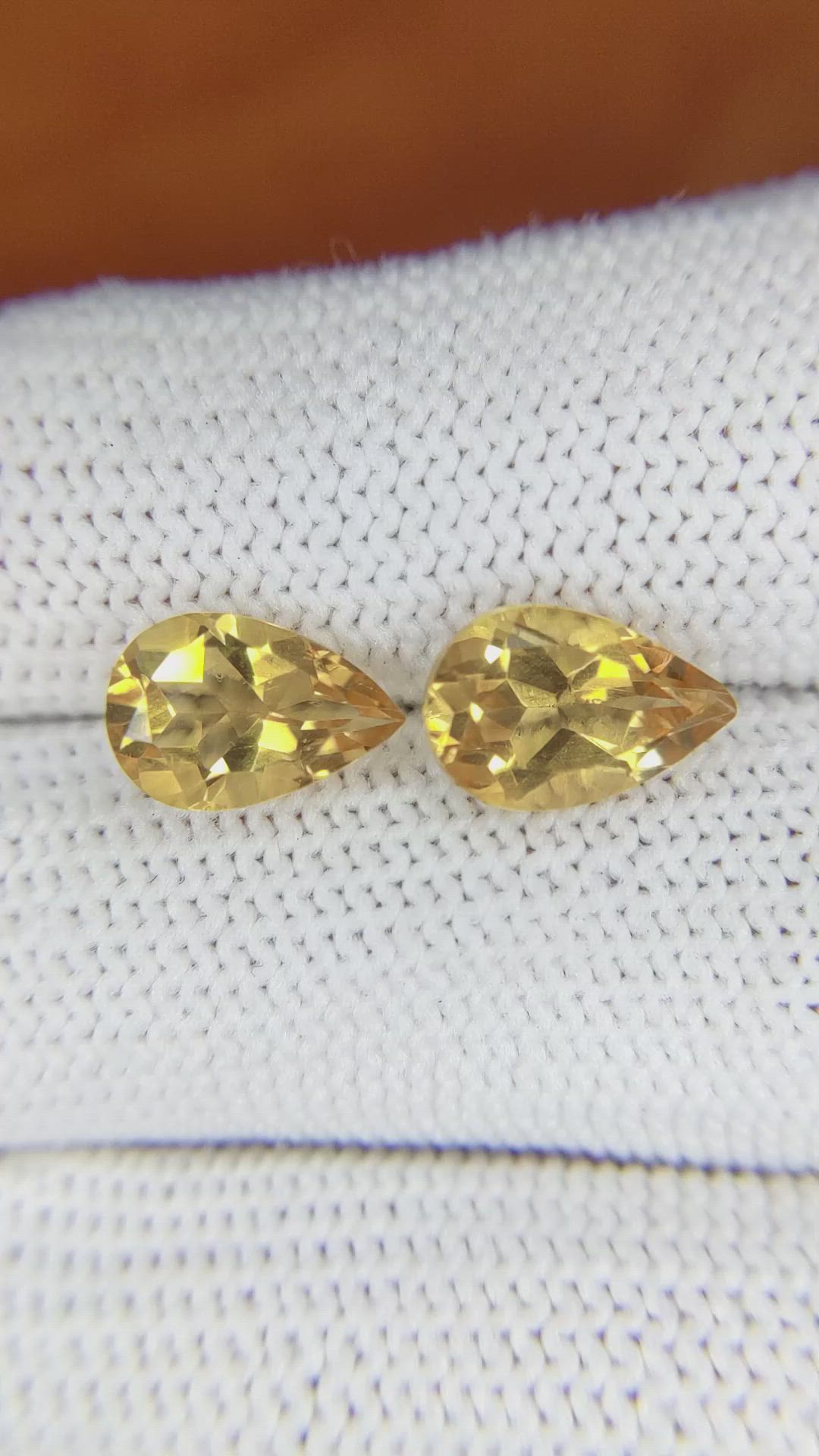 3.54&nbsp;Ct.Tw.Total Carat Weight Citrine Pair from Brazil Size Video