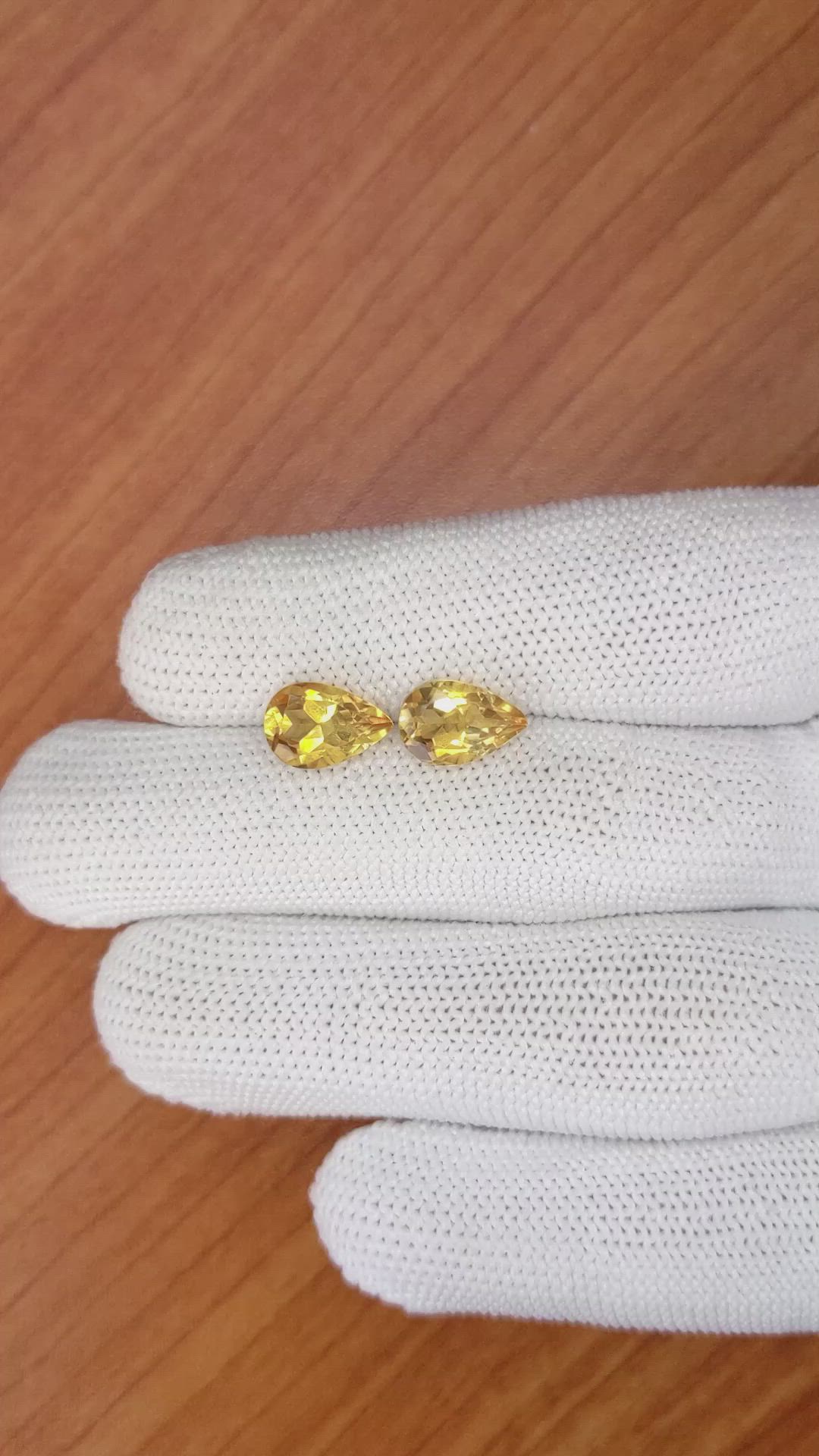 3.81&nbsp;Ct.Tw.Total Carat Weight Citrine Pair from Brazil Size Video