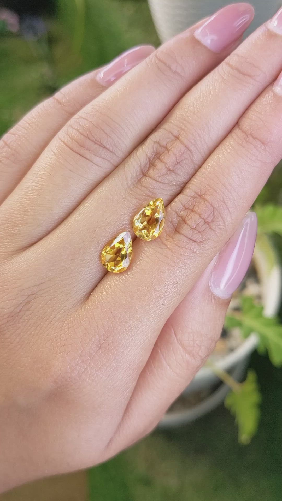 3.81&nbsp;Ct.Tw.Total Carat Weight Citrine Pair from Brazil Size Video