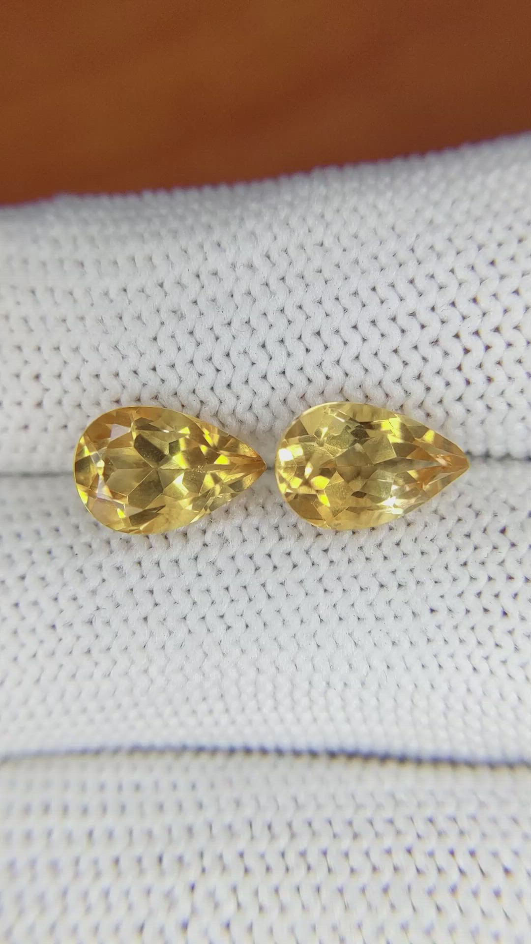 3.81&nbsp;Ct.Tw.Total Carat Weight Citrine Pair from Brazil Size Video