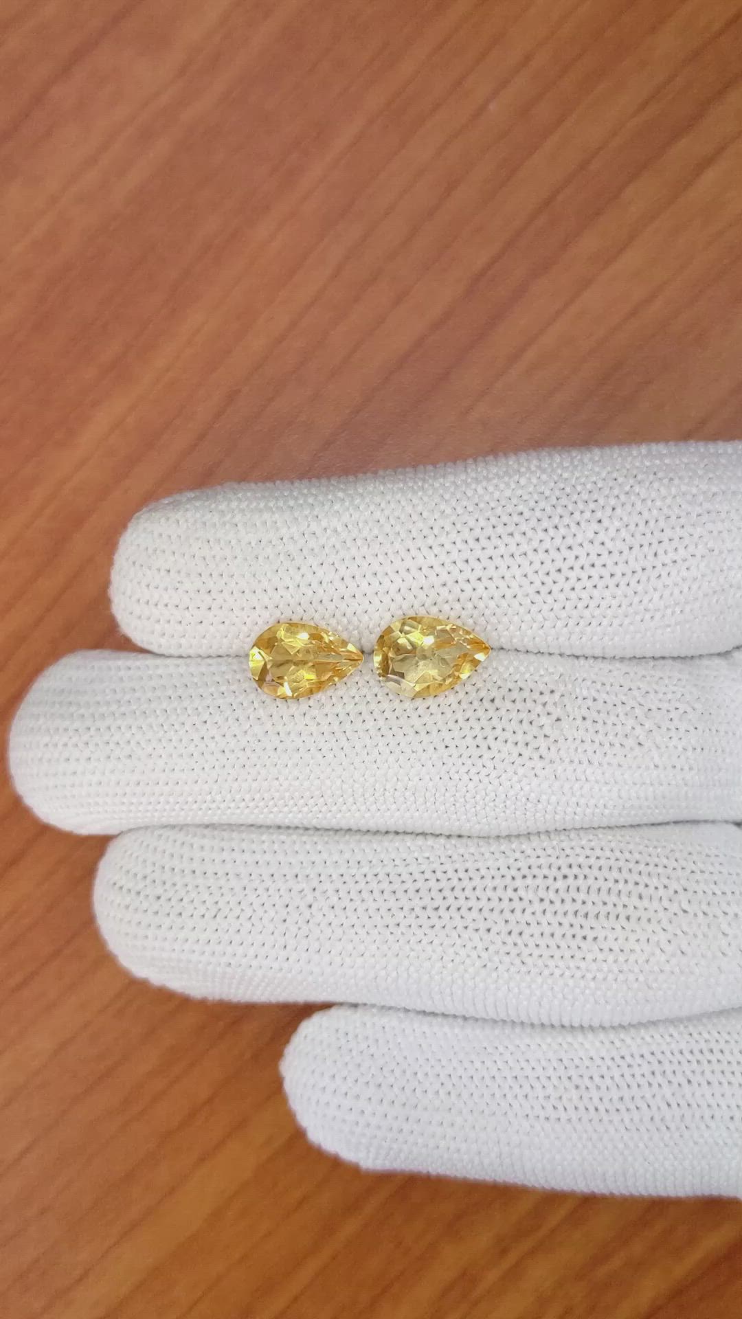 3.58&nbsp;Ct.Tw.Total Carat Weight Yellow Citrine Pair from Brazil Size Video