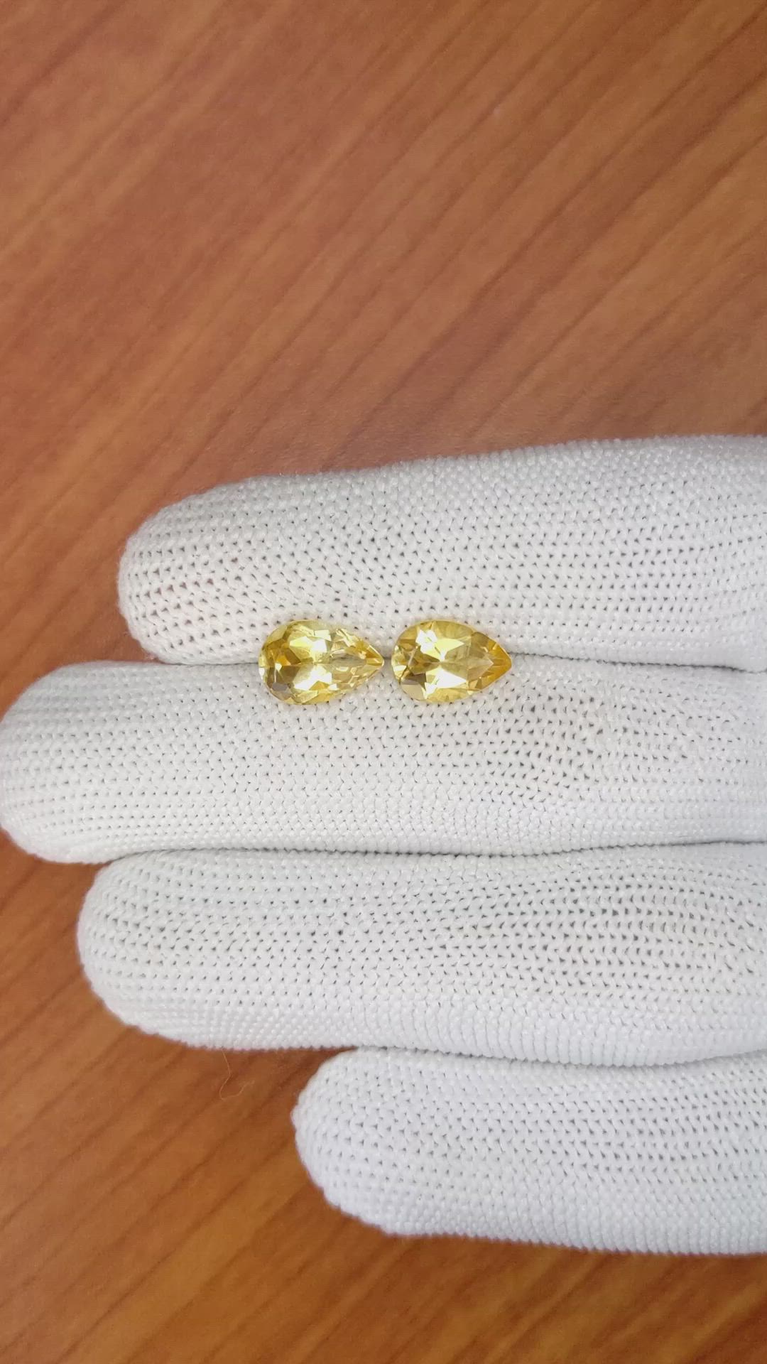 3.58 Ct.Tw.Total Carat Weight Citrine Pair from Brazil Size Video