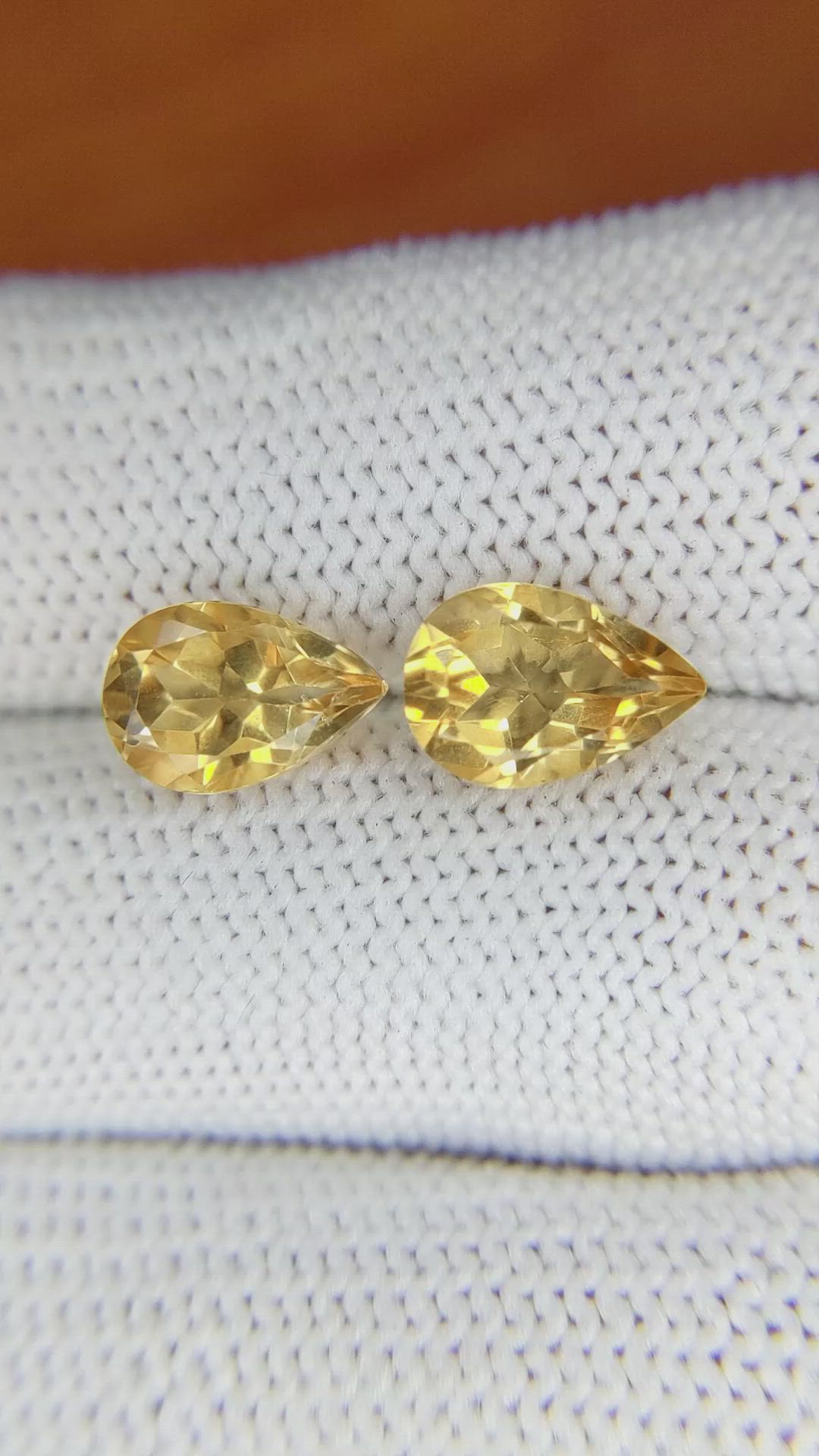 3.65 Ct.Tw.Total Carat Weight Citrine Pair from Brazil Size Video