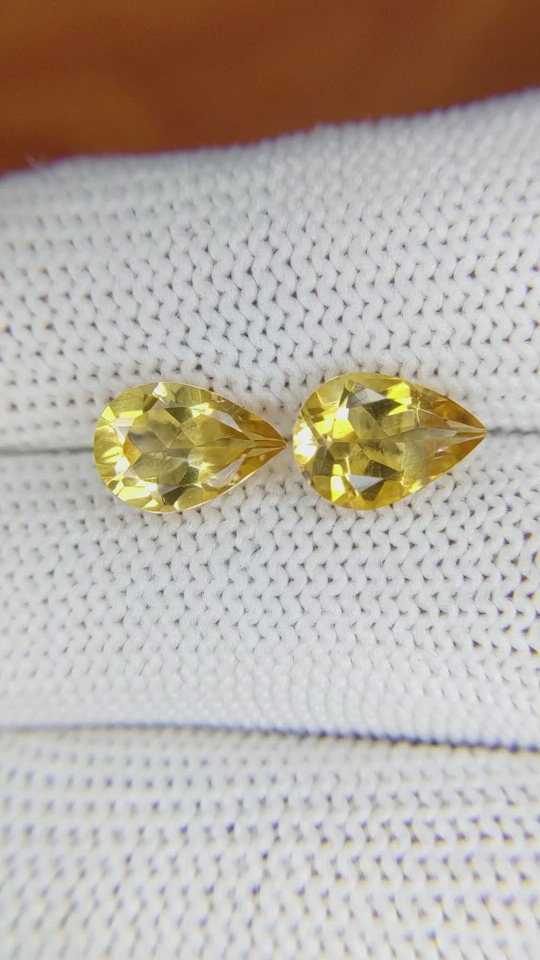 3.21 Ct.Tw.Total Carat Weight Citrine Pair from Brazil Size Video