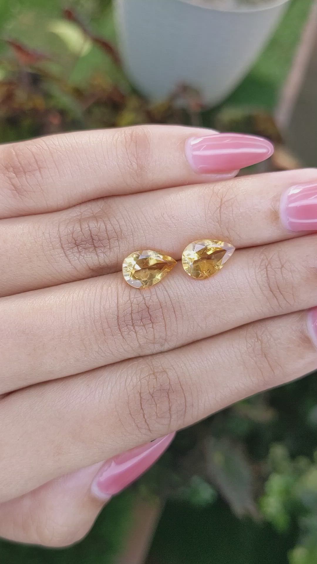 3.21 Ct.Tw.Total Carat Weight Citrine Pair from Brazil Size Video