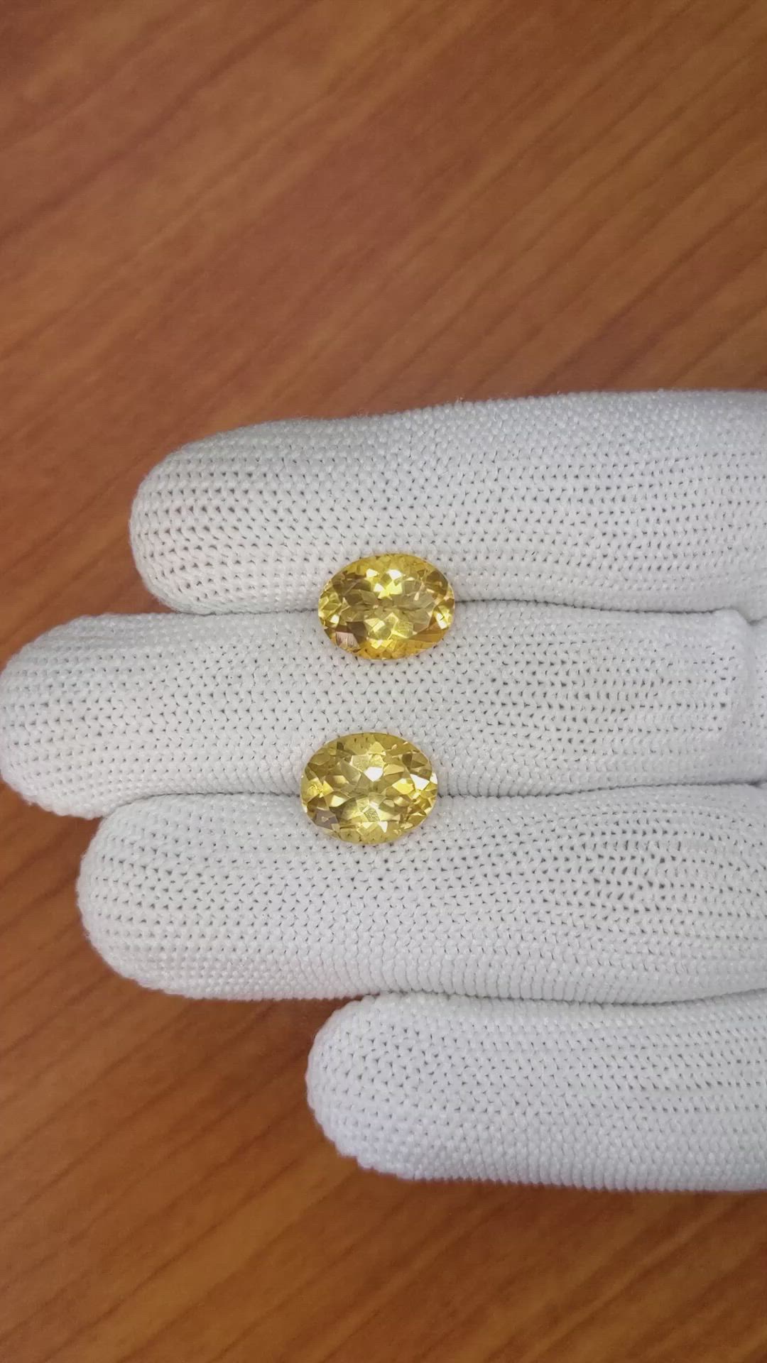 6.25 Ct.Tw.Total Carat Weight Citrine Pair from Brazil Size Video