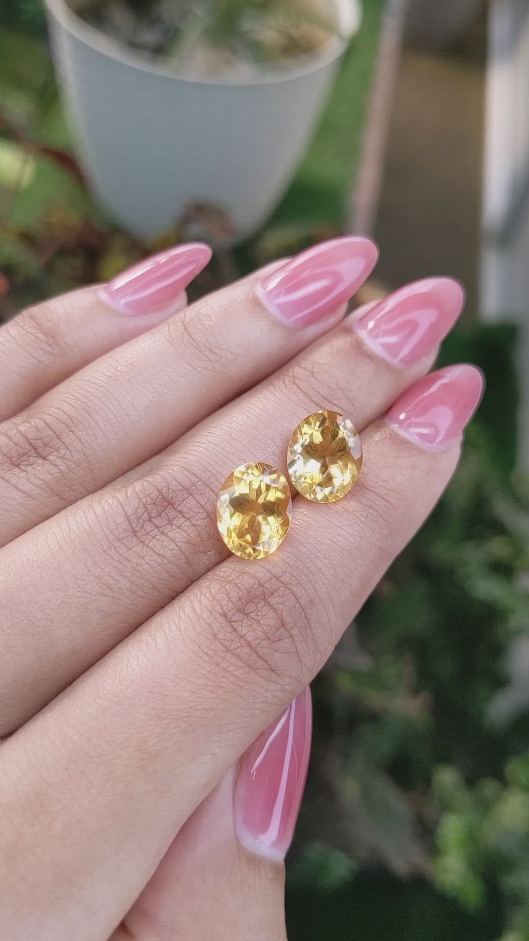 6.25 Ct.Tw.Total Carat Weight Citrine Pair from Brazil Size Video