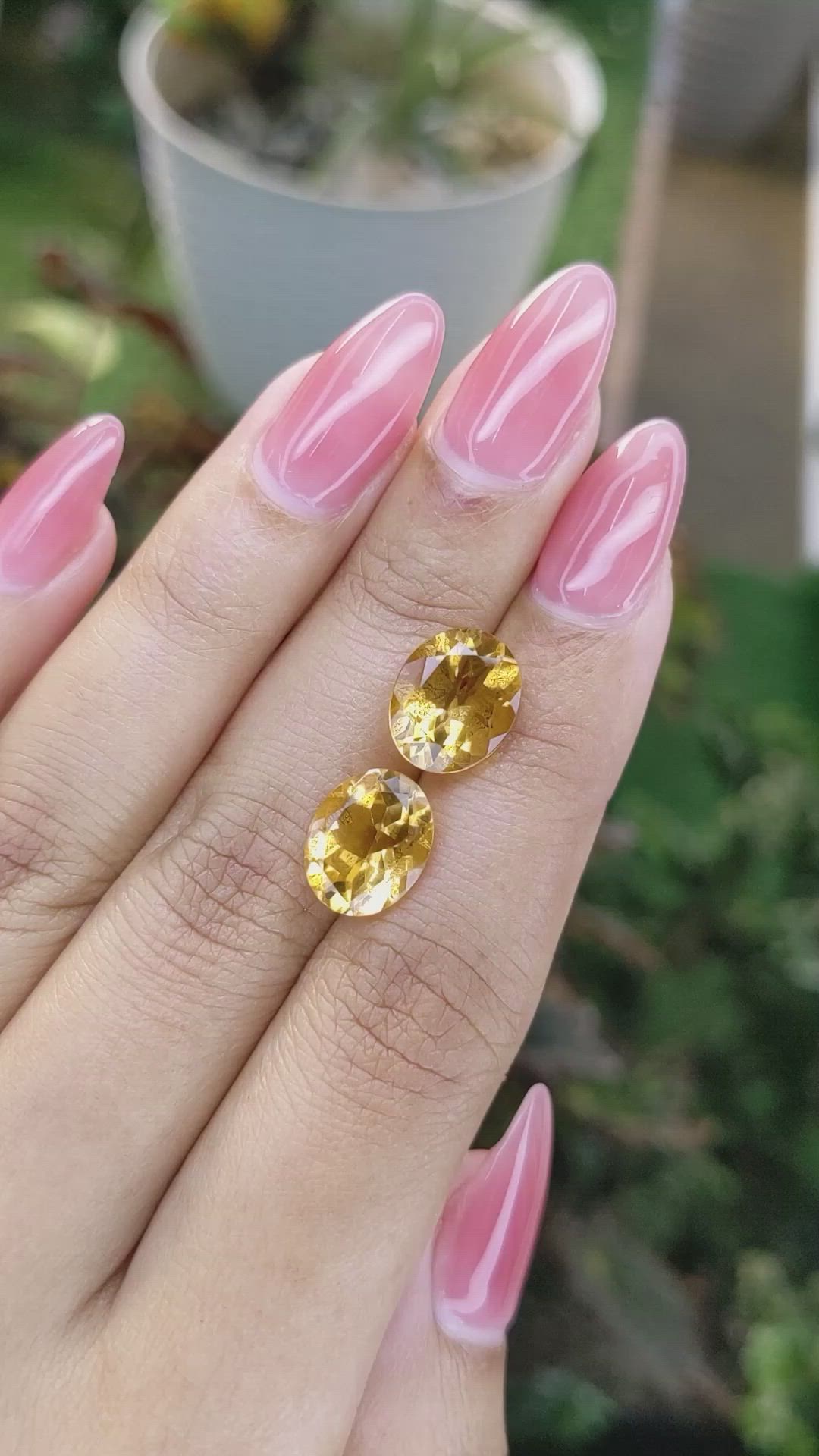 6.68&nbsp;Ct.Tw.Total Carat Weight Citrine Pair from Brazil Size Video