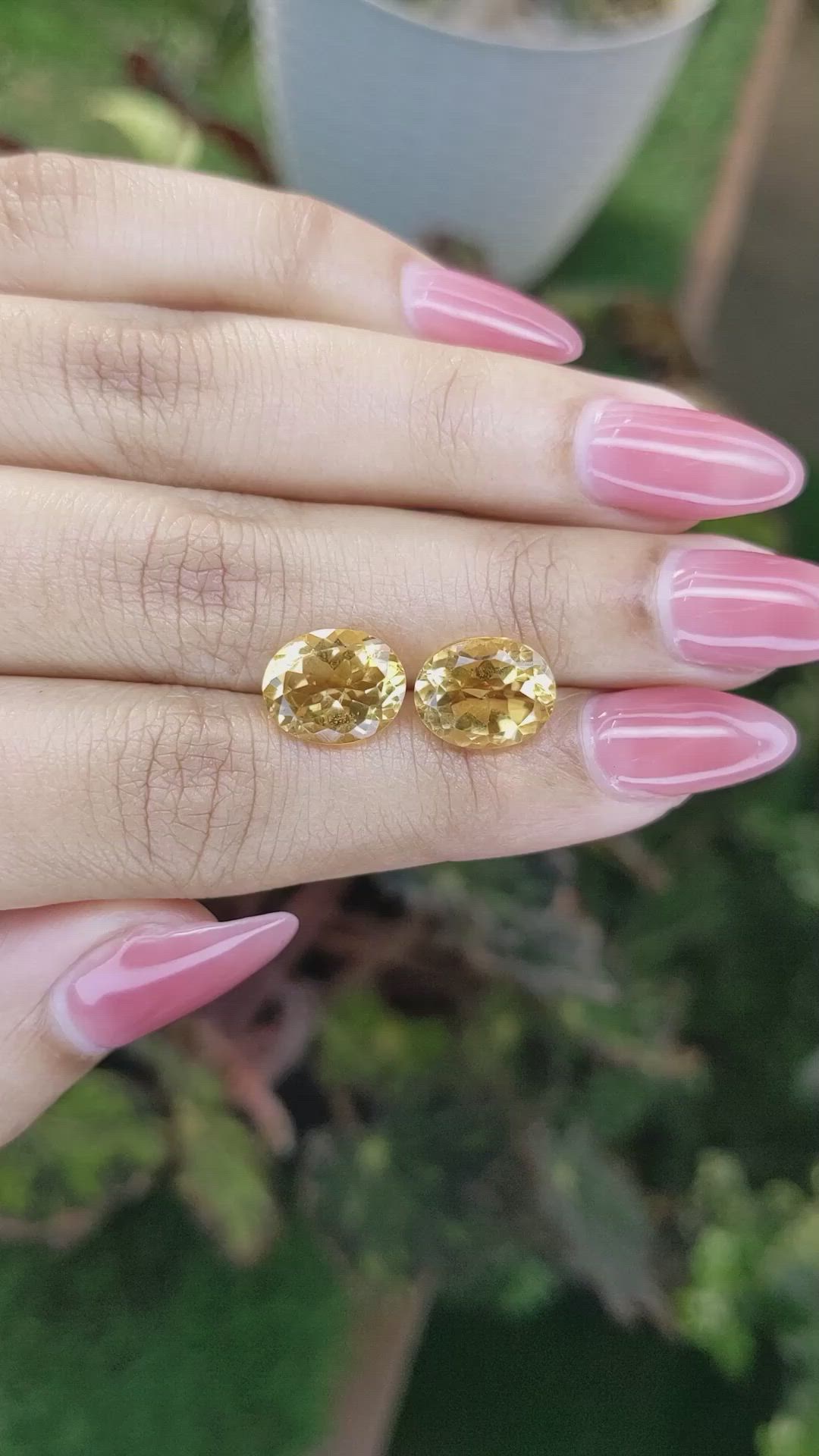 6.16&nbsp;Ct.Tw.Total Carat Weight Citrine Pair from Brazil Size Video