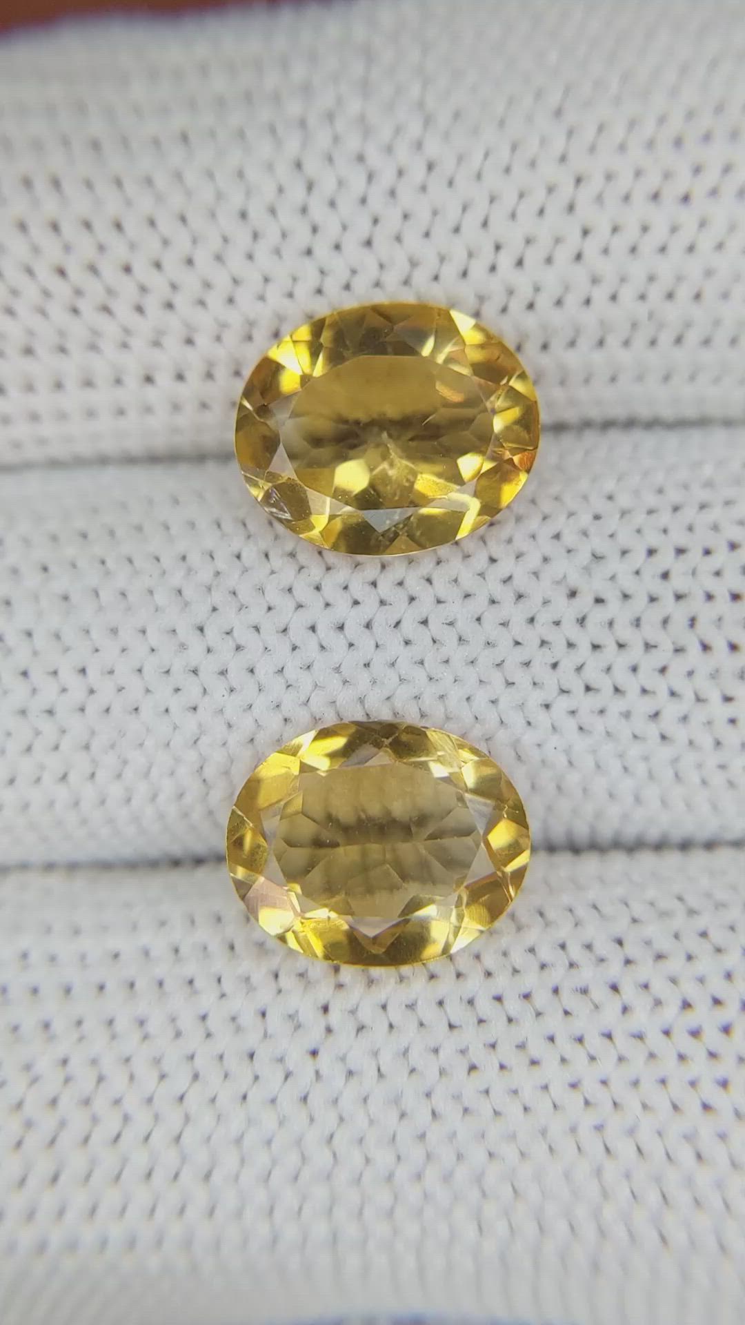 5.15&nbsp;Ct.Tw.Total Carat Weight Citrine Pair from Brazil Size Video