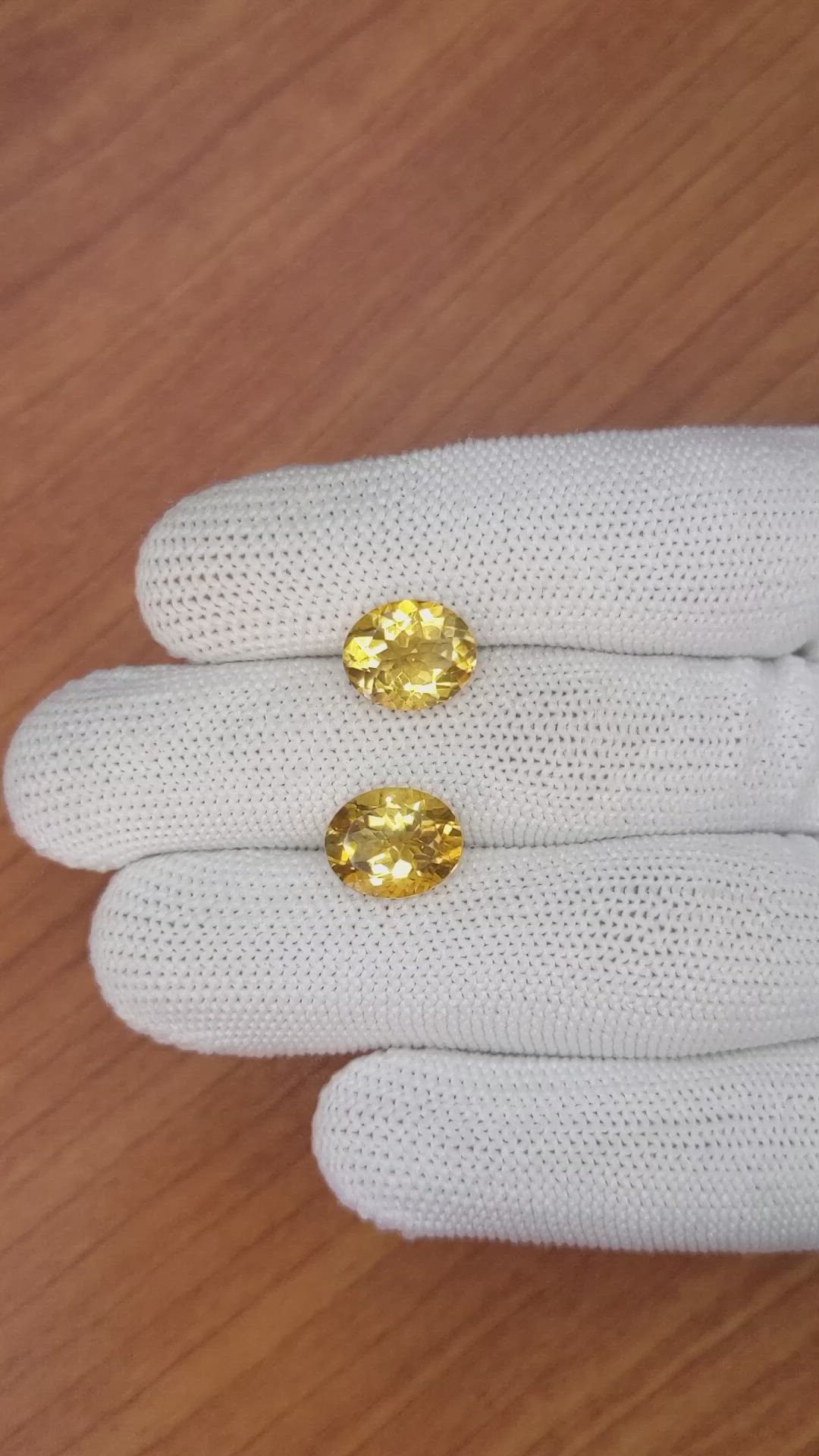 5.94&nbsp;Ct.Tw.Total Carat Weight Citrine Pair from Brazil Size Video