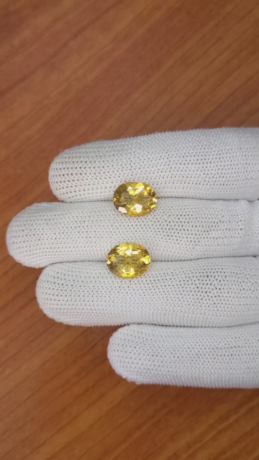 5.81 Ct.Tw.Total Carat Weight Citrine Pair from Brazil Size Video
