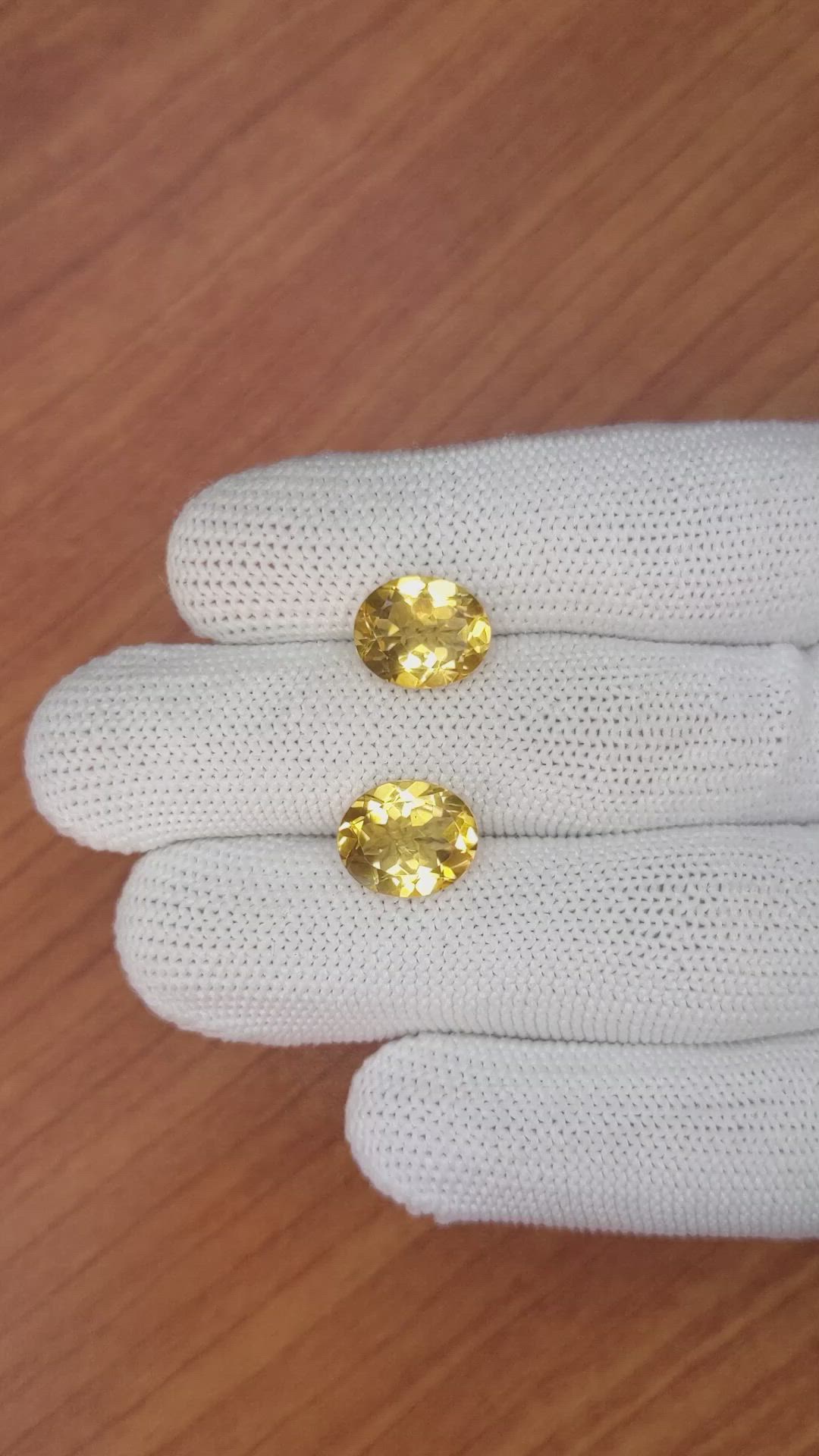 6.34&nbsp;Ct.Tw.Total Carat Weight Citrine Pair from Brazil Size Video