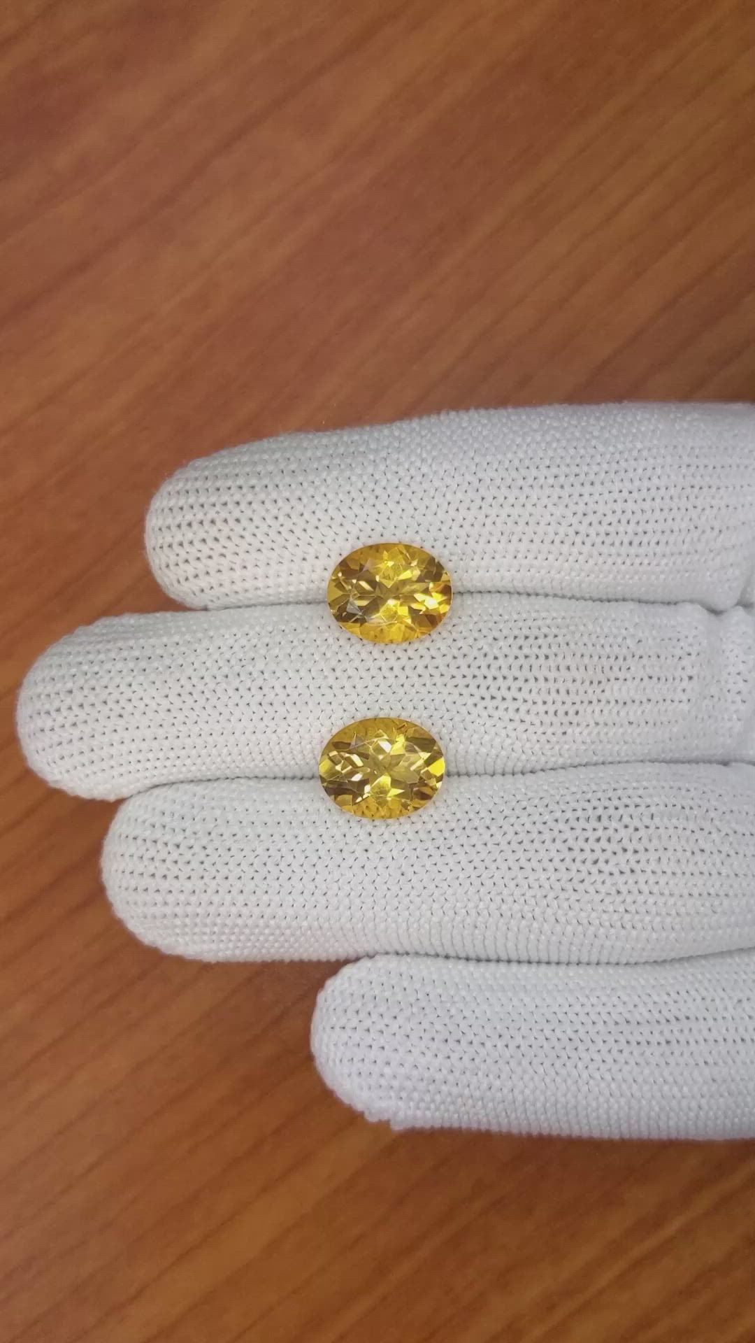 6.27&nbsp;Ct.Tw.Total Carat Weight Citrine Pair from Brazil Size Video