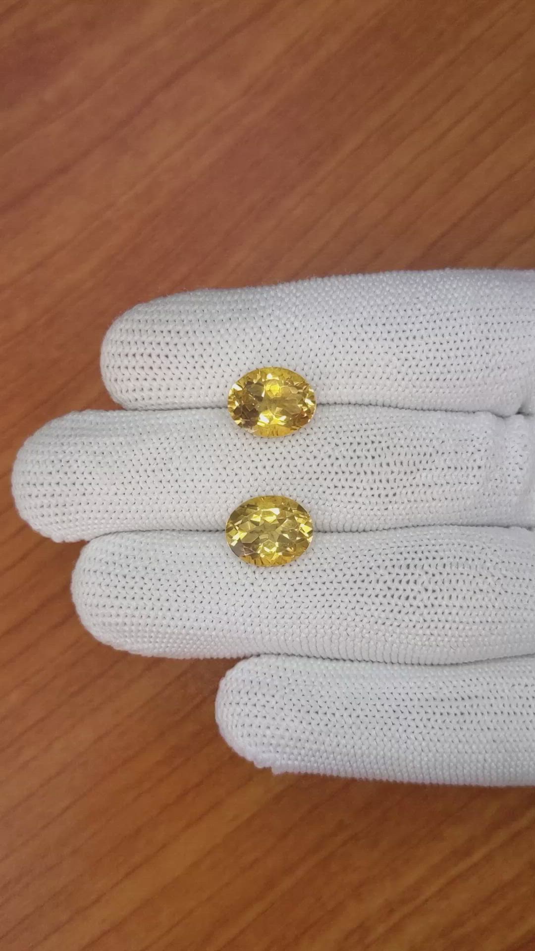 6.55&nbsp;Ct.Tw.Total Carat Weight Citrine Pair from Brazil Size Video