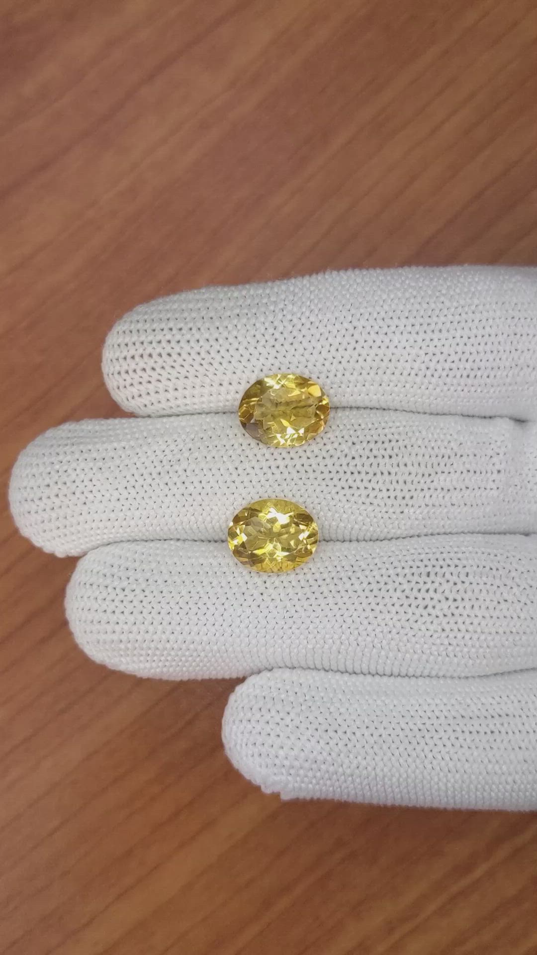 5.81&nbsp;Ct.Tw.Total Carat Weight Citrine Pair from Brazil Size Video