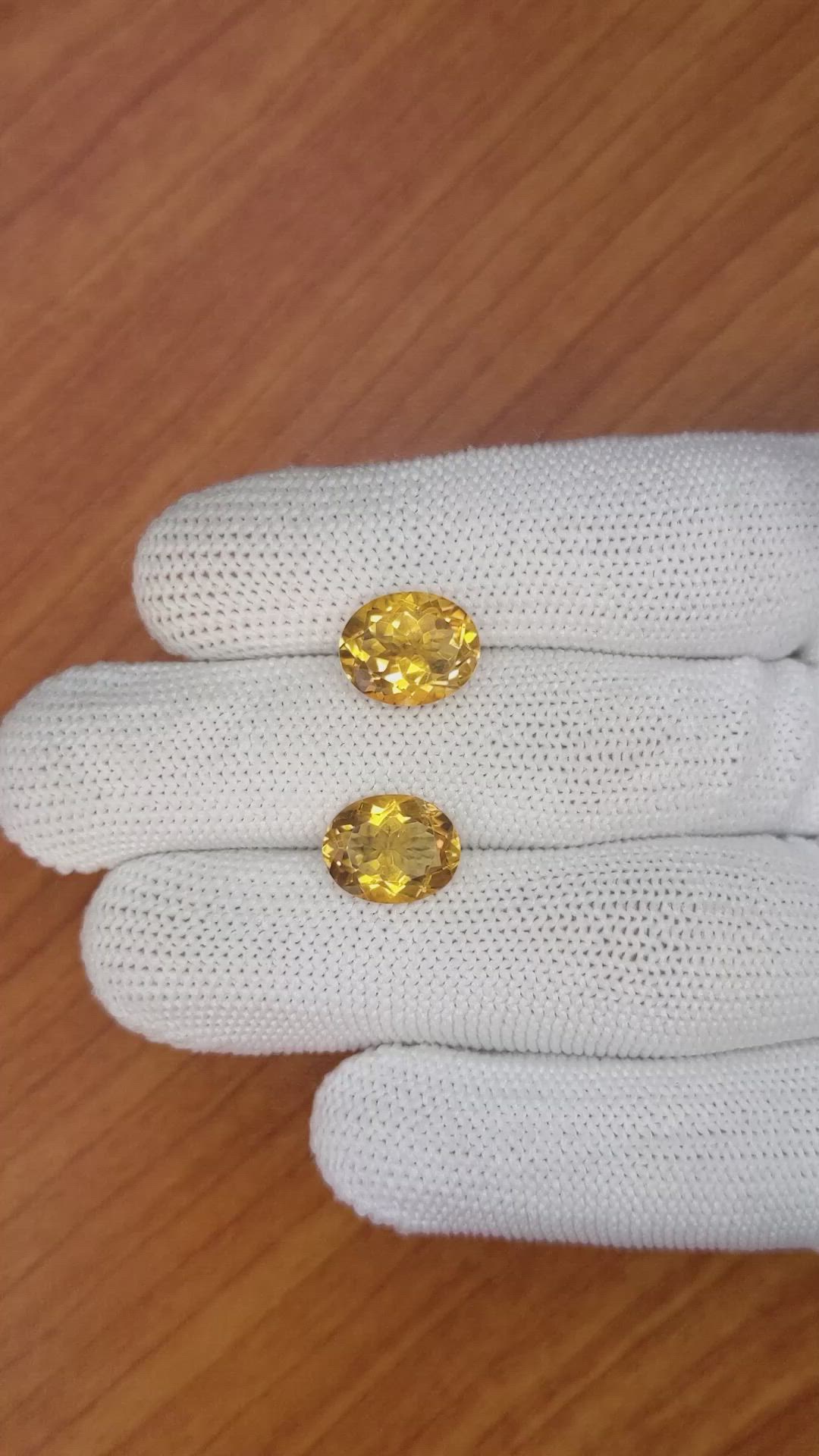 6.36&nbsp;Ct.Tw.Total Carat Weight Citrine Pair from Brazil Size Video