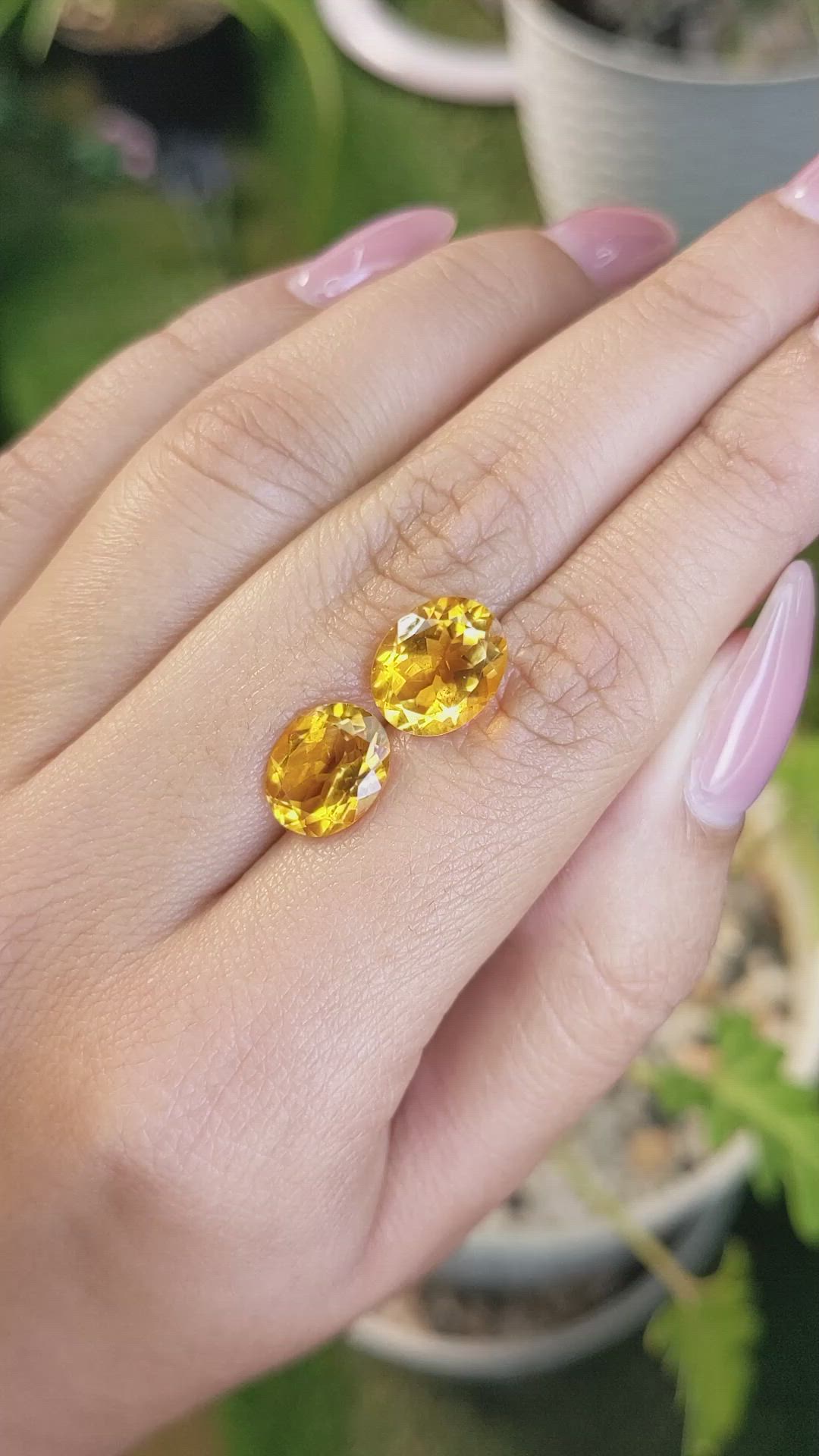 6.36&nbsp;Ct.Tw.Total Carat Weight Citrine Pair from Brazil Size Video