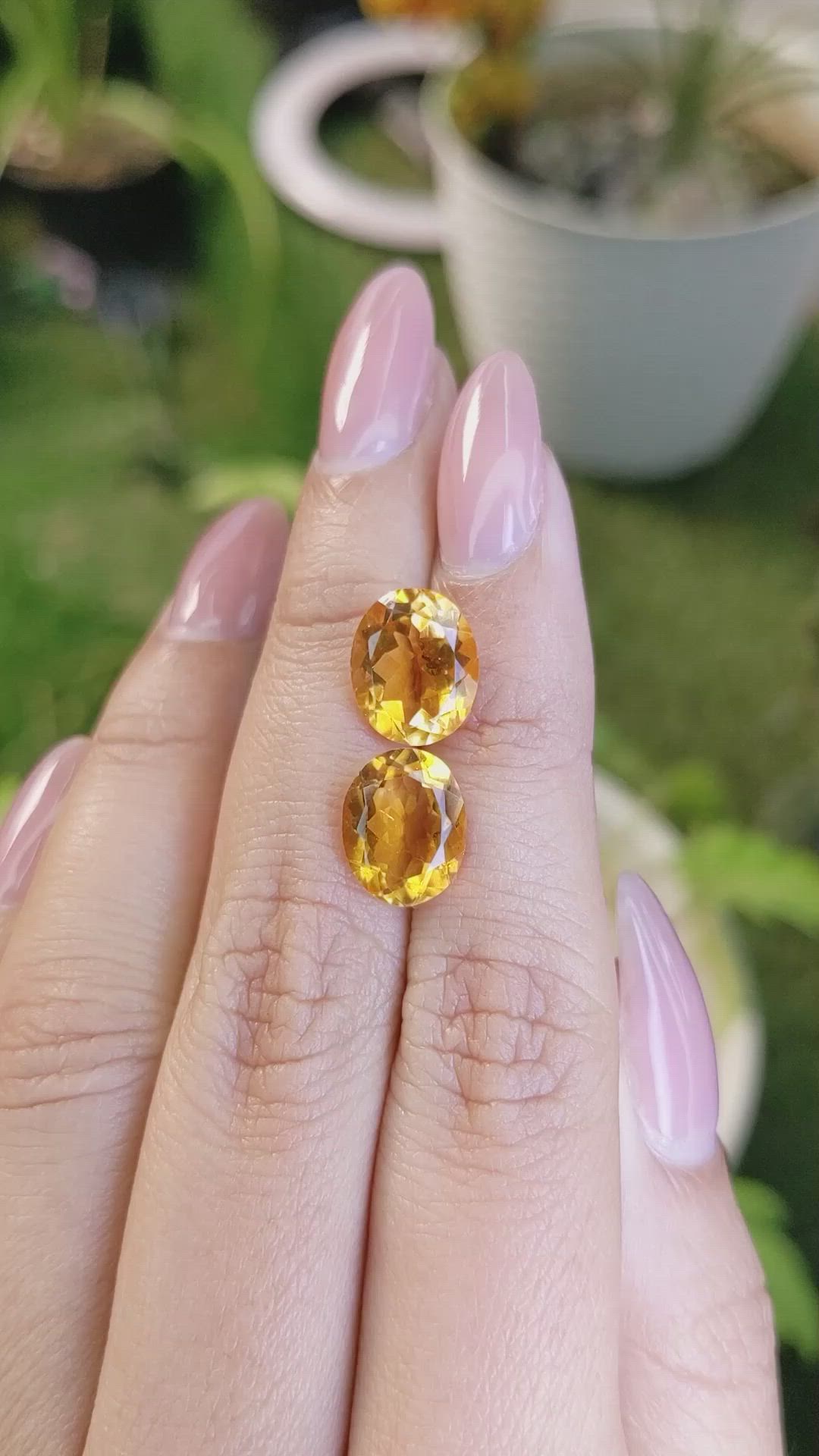6.36&nbsp;Ct.Tw.Total Carat Weight Citrine Pair from Brazil Size Video