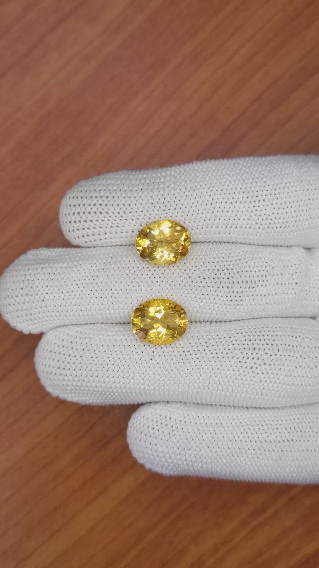 6.36&nbsp;Ct.Tw.Total Carat Weight Citrine Pair from Brazil Size Video