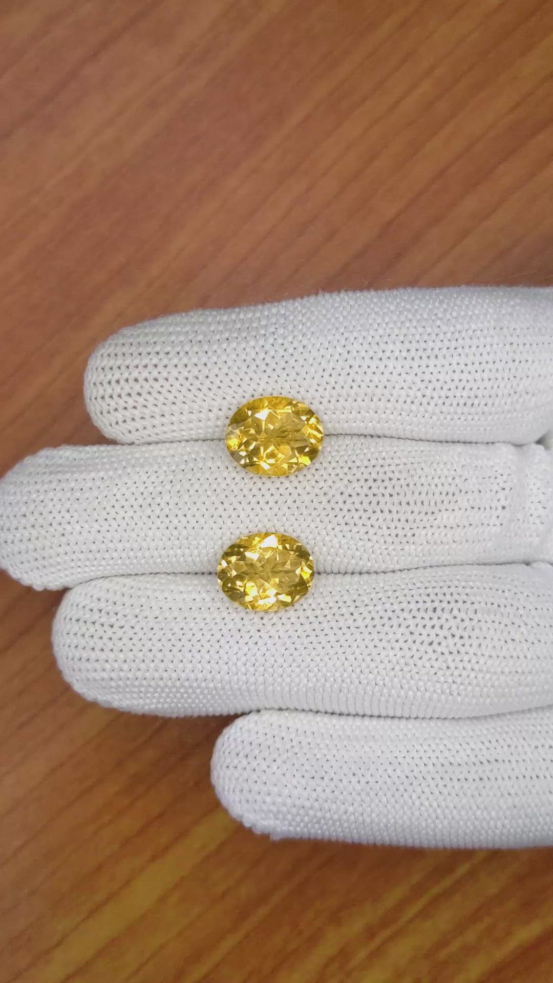 6.73&nbsp;Ct.Tw.Total Carat Weight Citrine Pair from Brazil Size Video