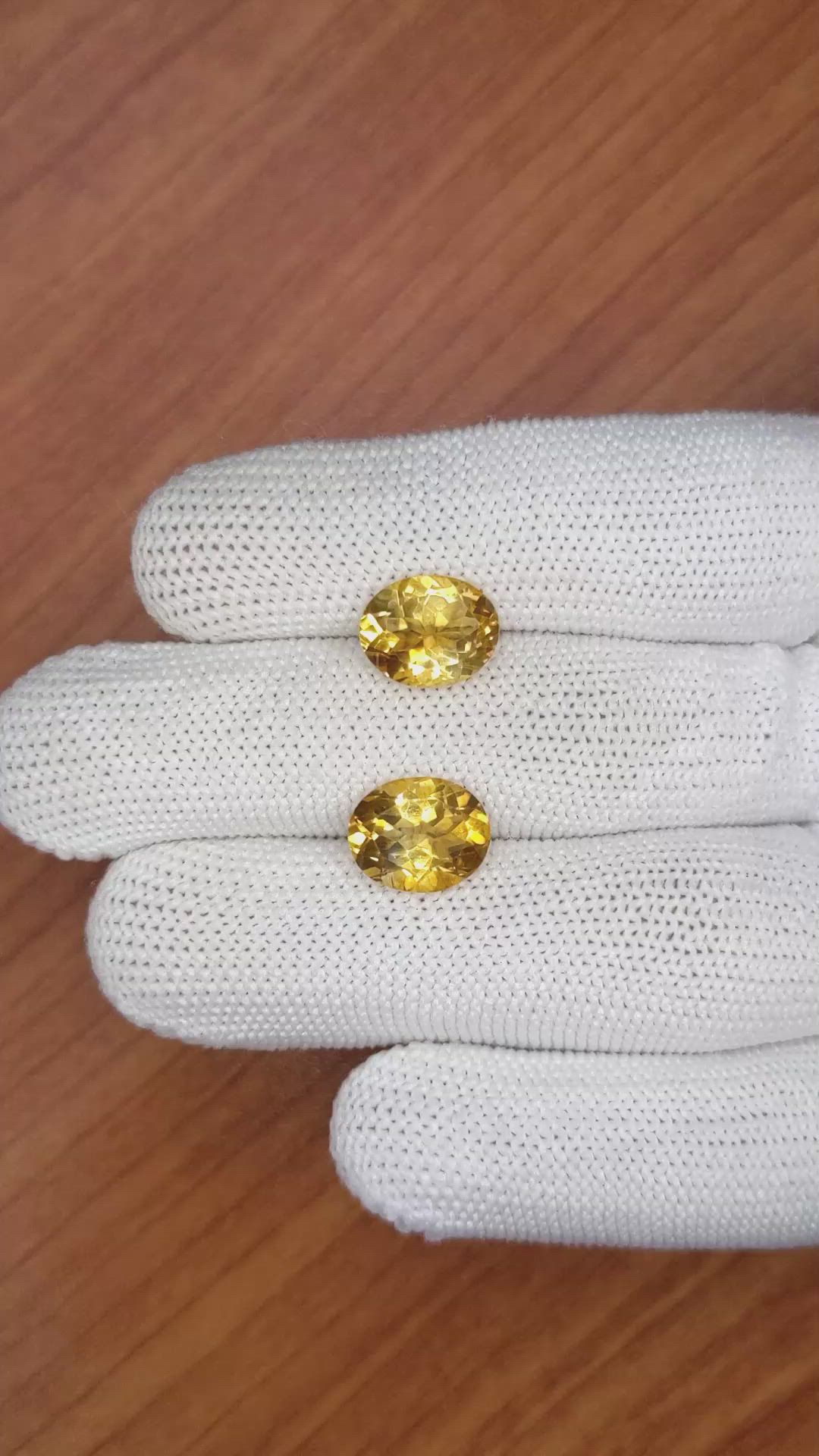 6.37&nbsp;Ct.Tw.Total Carat Weight Citrine Pair from Brazil Size Video