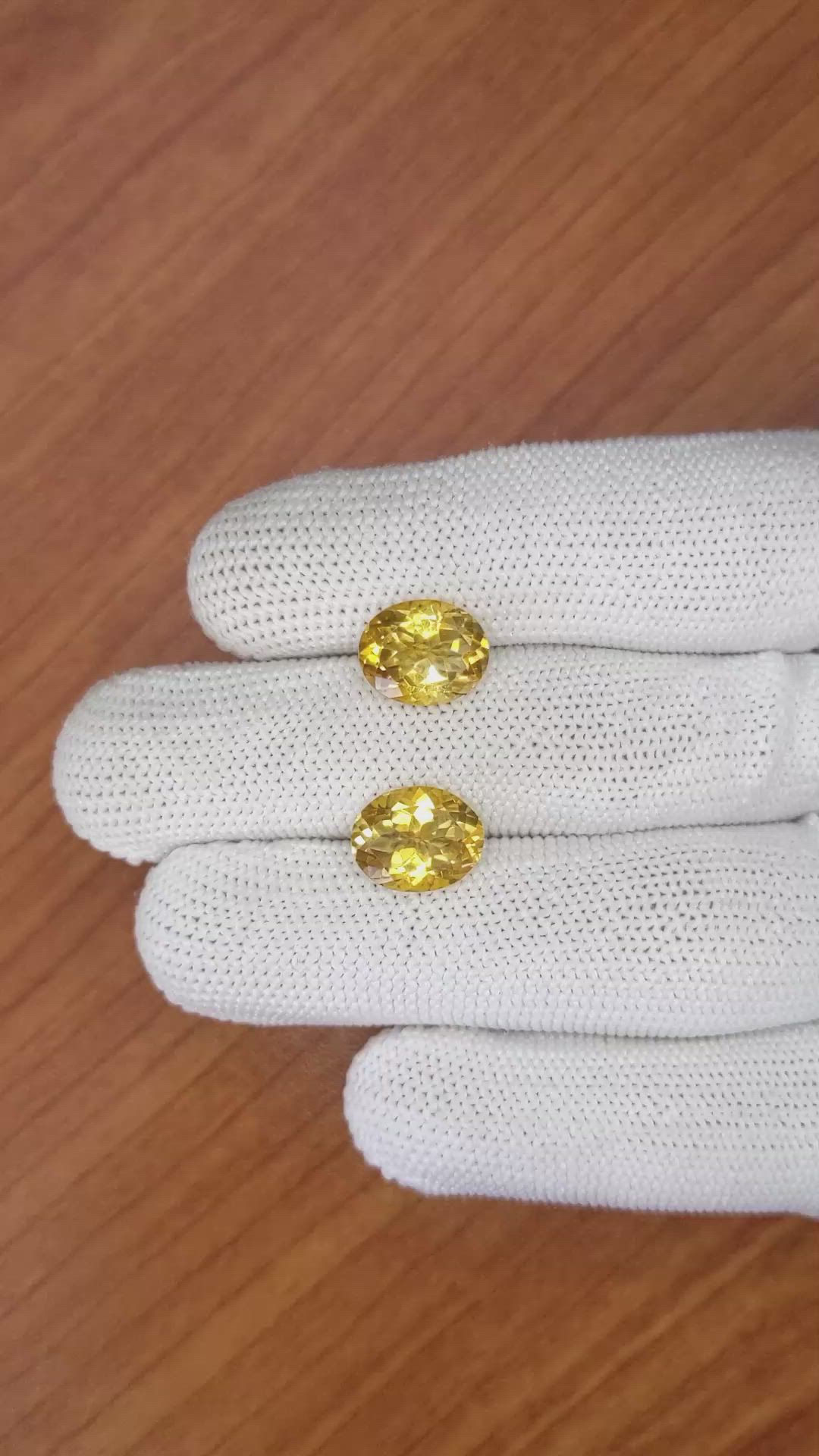 6.30&nbsp;Ct.Tw.Total Carat Weight Citrine Pair from Brazil Size Video