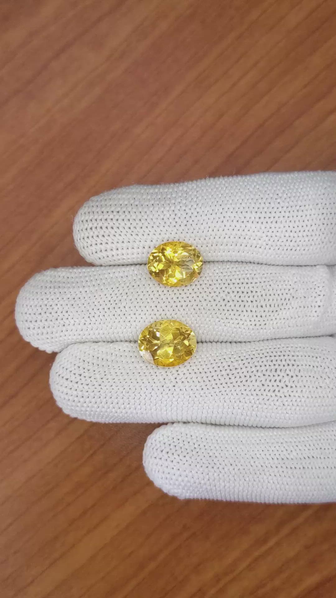 6.95&nbsp;Ct.Tw.Total Carat Weight Citrine Pair from Brazil Size Video