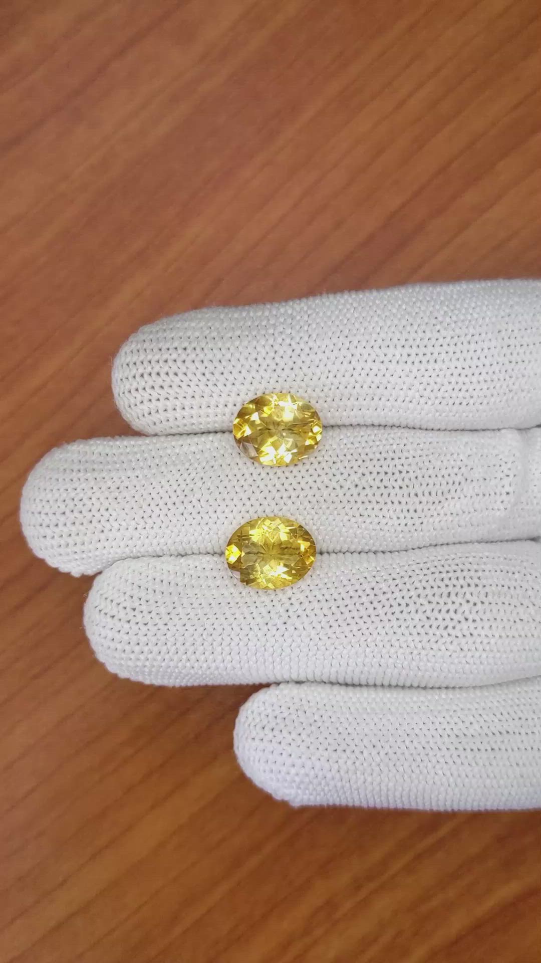 5.68&nbsp;Ct.Tw.Total Carat Weight Citrine Pair from Brazil Size Video