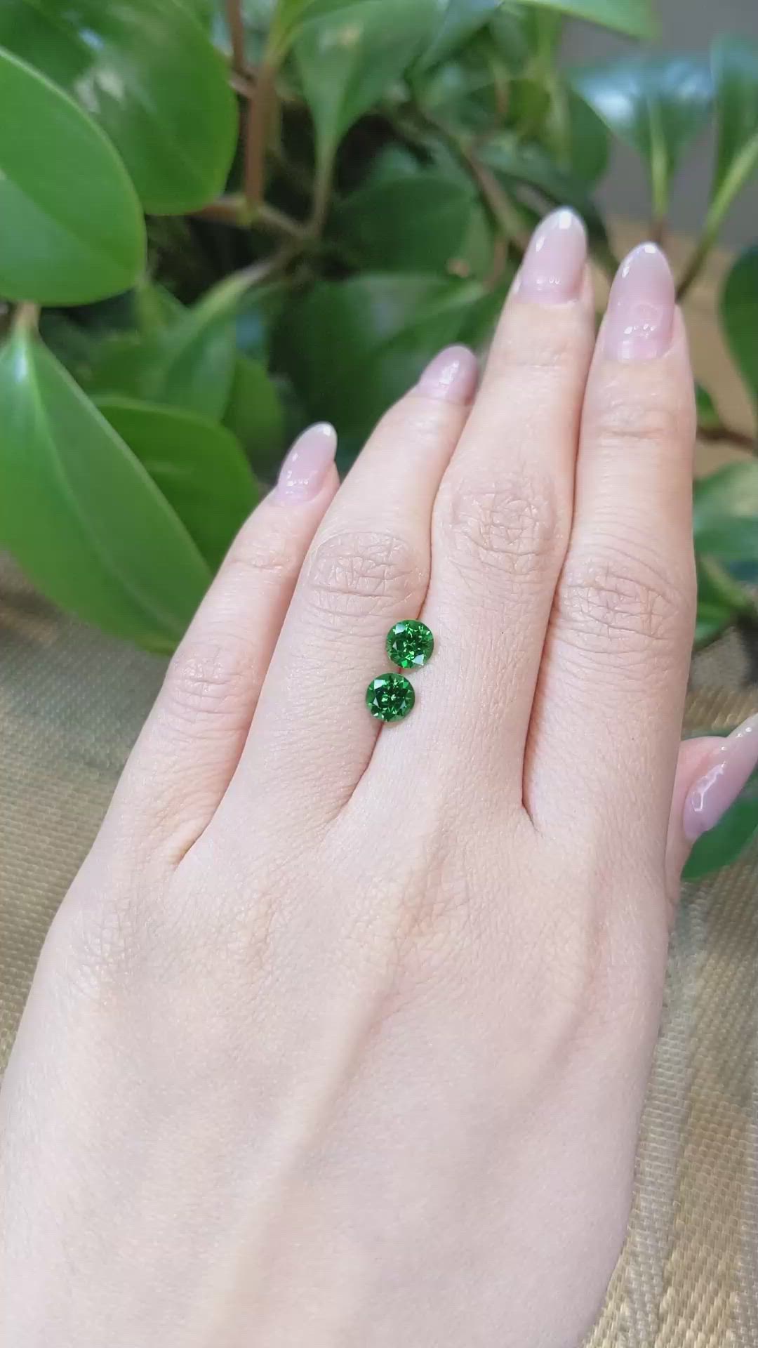 1.54&nbsp;Ct.Tw.Total Carat Weight Tsavorite Garnet Pair from Tanzania Size Video