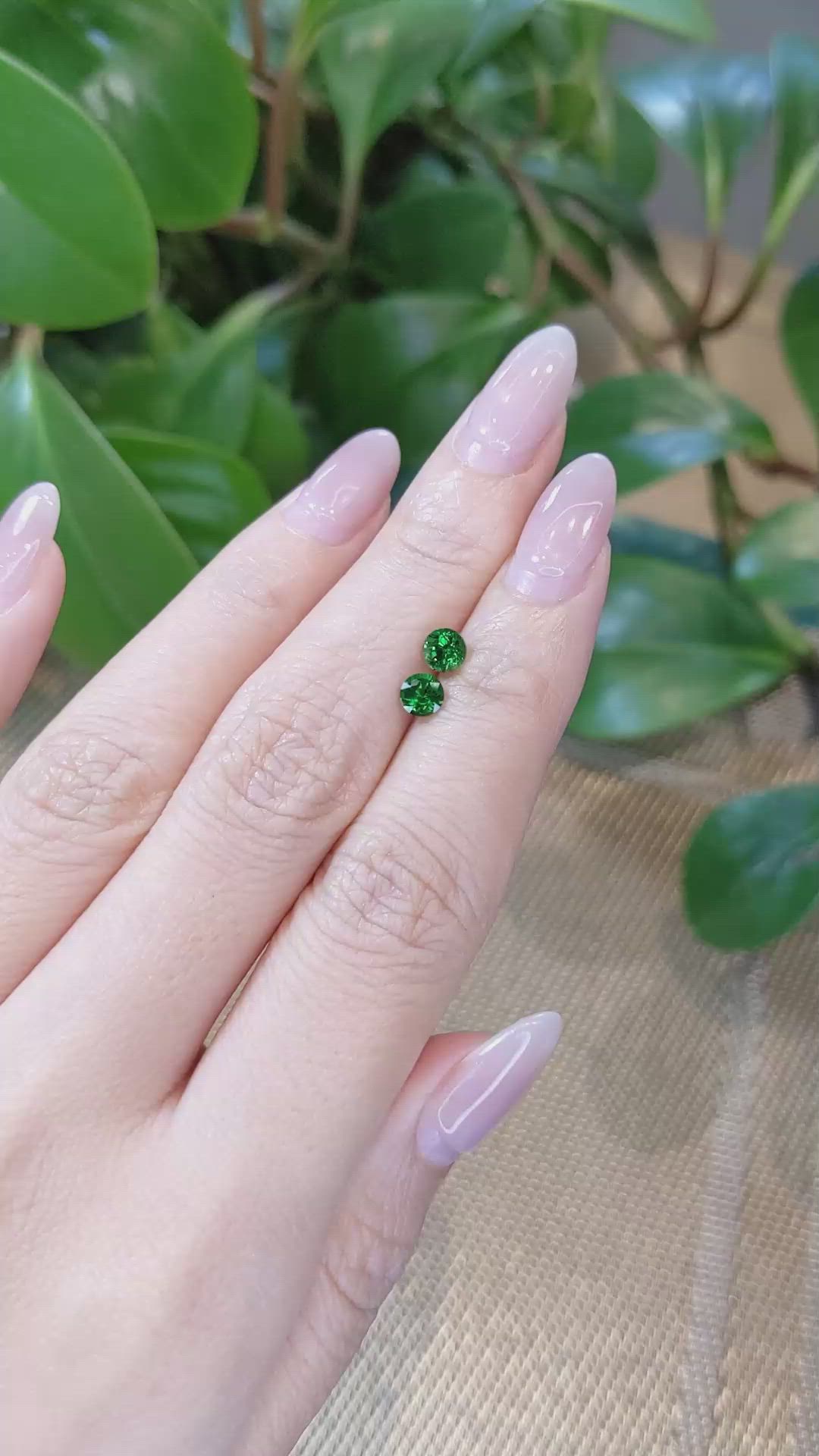 1.00&nbsp;Ct.Tw.Total Carat Weight Tsavorite Garnet Pair from Tanzania Size Video