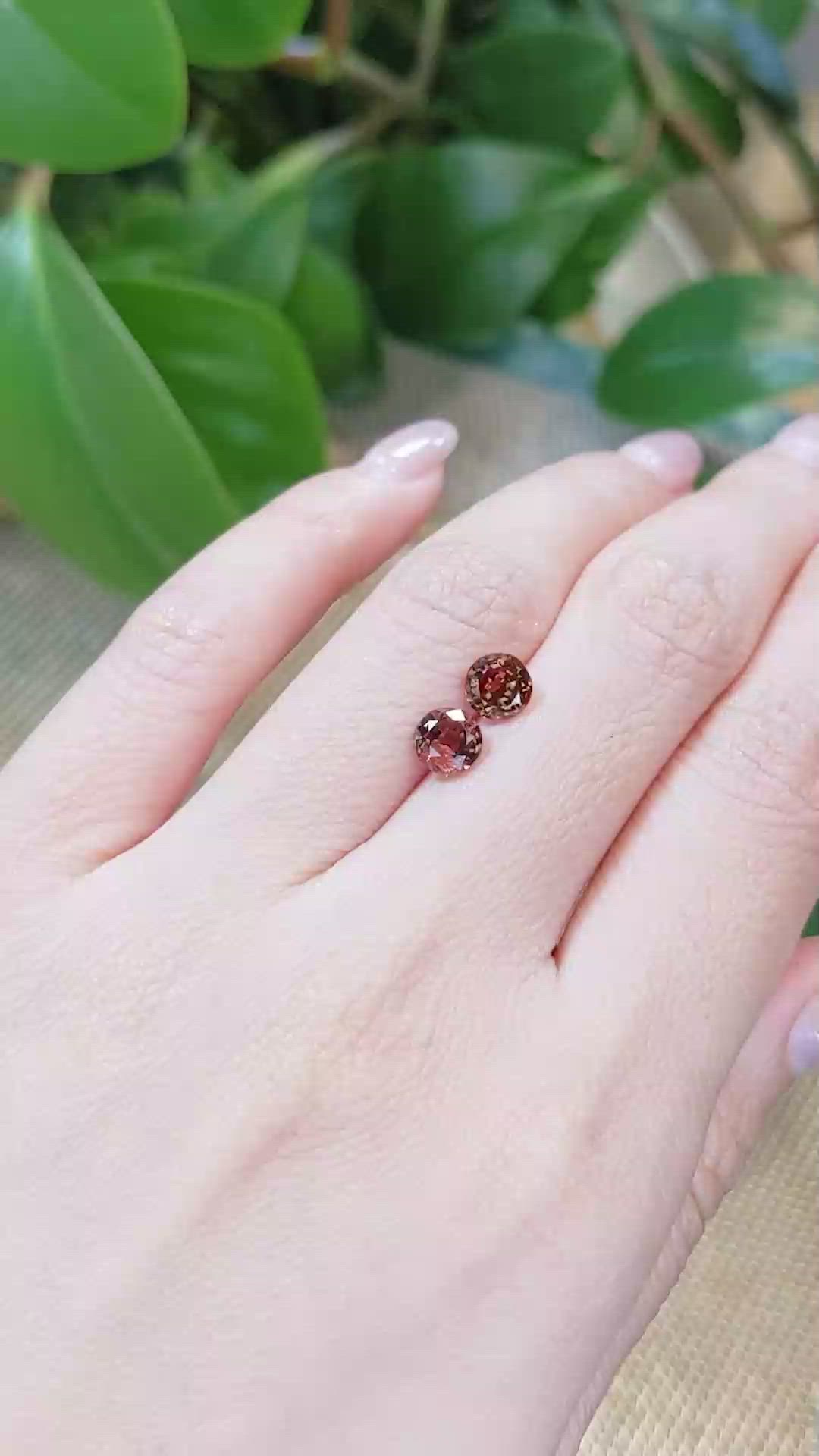 2.30 Ct.Tw.Total Carat Weight Garnet Pair from Tanzania Size Video