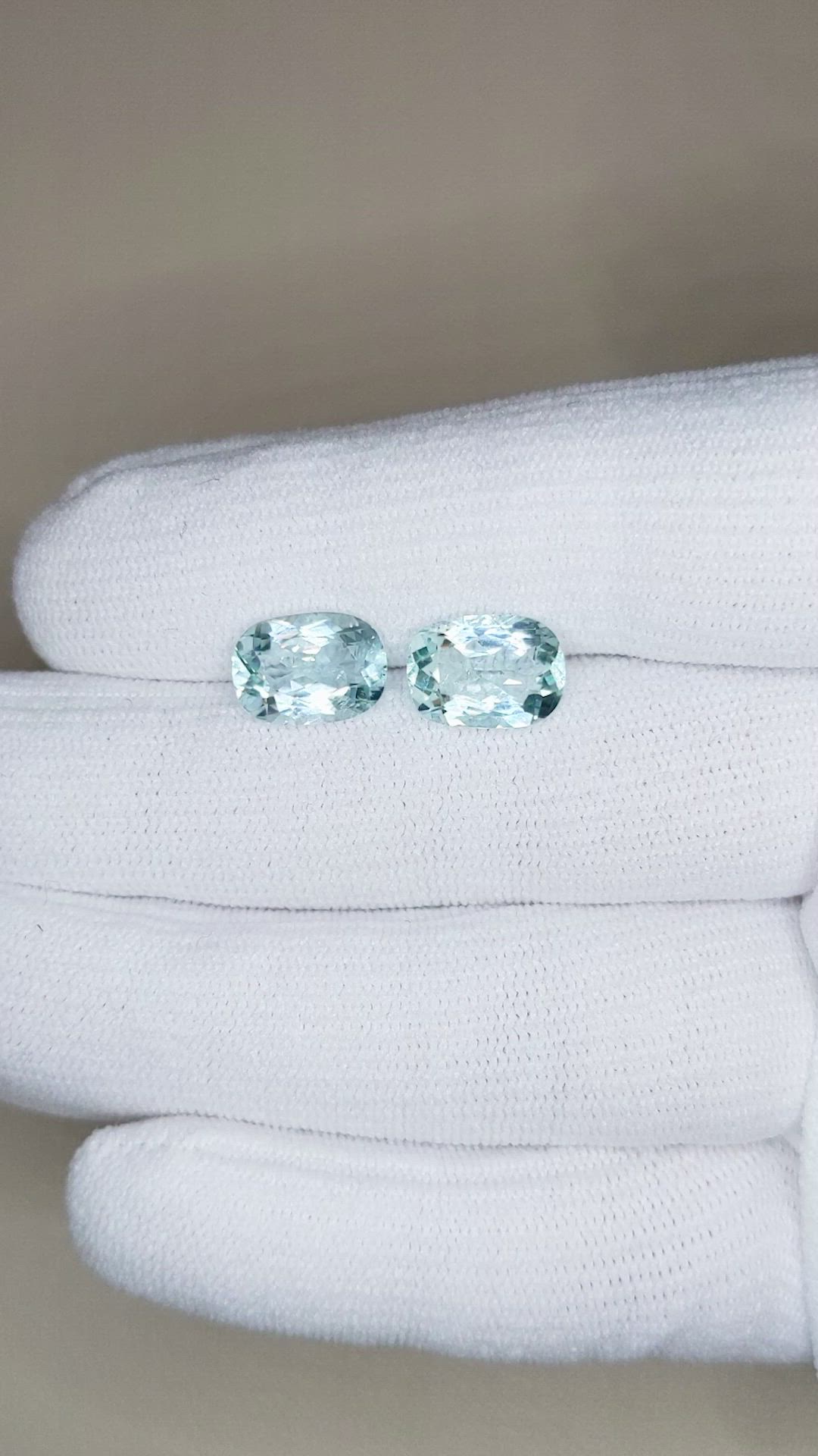 5.57 Ct.Tw.Total Carat Weight Greenish Blue Aquamarine Pair from Brazil Size Video