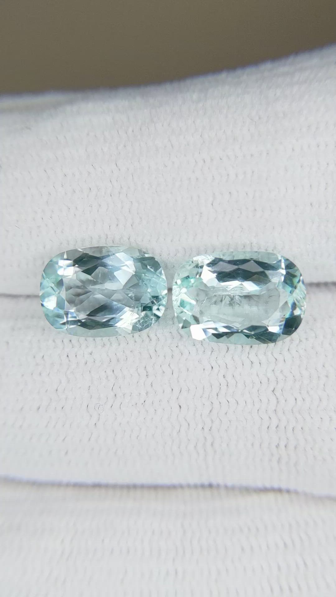 5.57 Ct.Tw.Total Carat Weight Greenish Blue Aquamarine Pair from Brazil Size Video