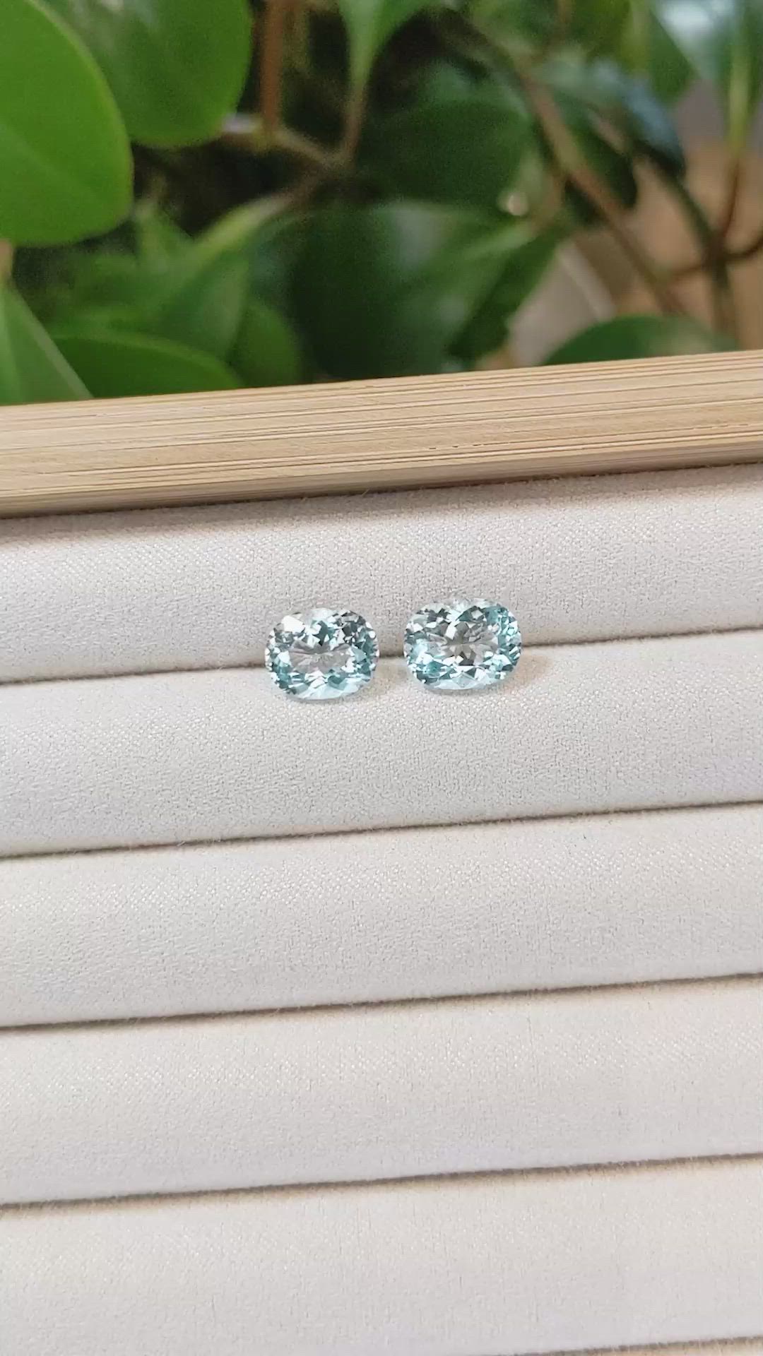 5.35 Ct.Tw.Total Carat Weight Aquamarine Pair from Brazil Size Video